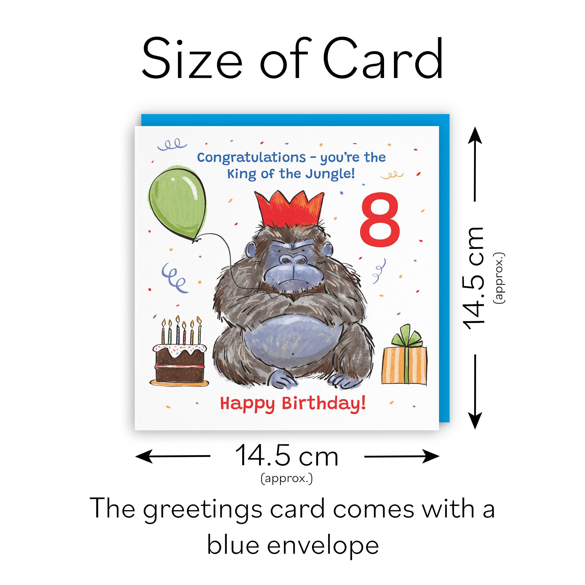 Boys 8th Birthday Card Grumpy Gorilla Animal Party - Default Title (RM00486)