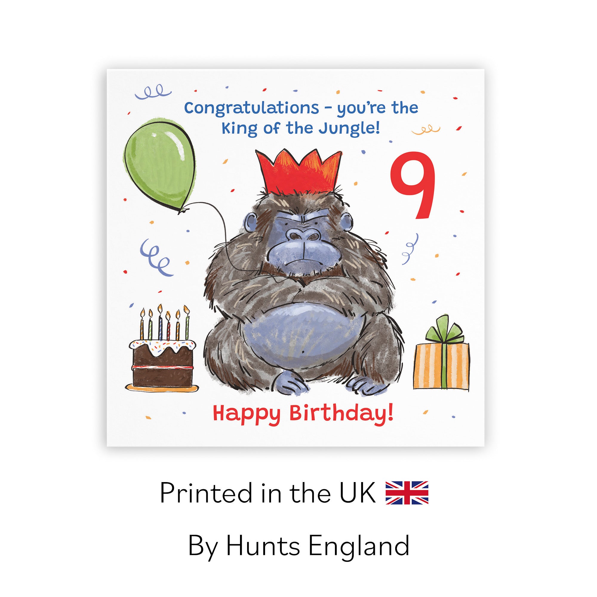 Boys 9th Birthday Card Grumpy Gorilla Animal Party - Default Title (RM00487)