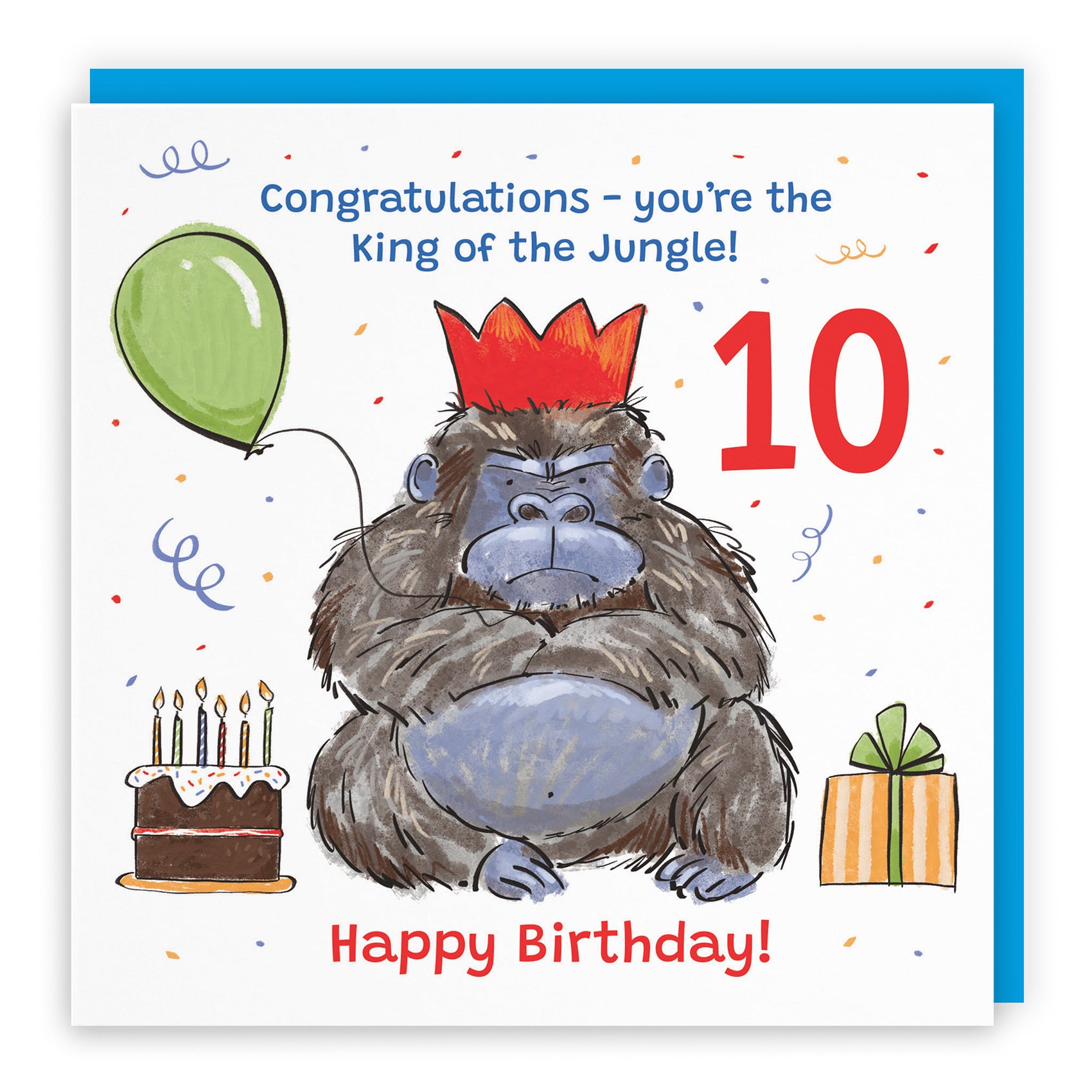 Boys 10th Birthday Card Grumpy Gorilla Animal Party - Default Title (RM00488)