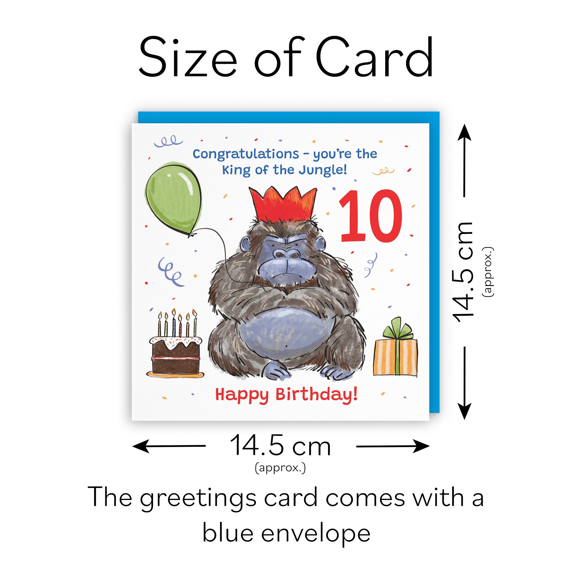 Boys 10th Birthday Card Grumpy Gorilla Animal Party - Default Title (RM00488)