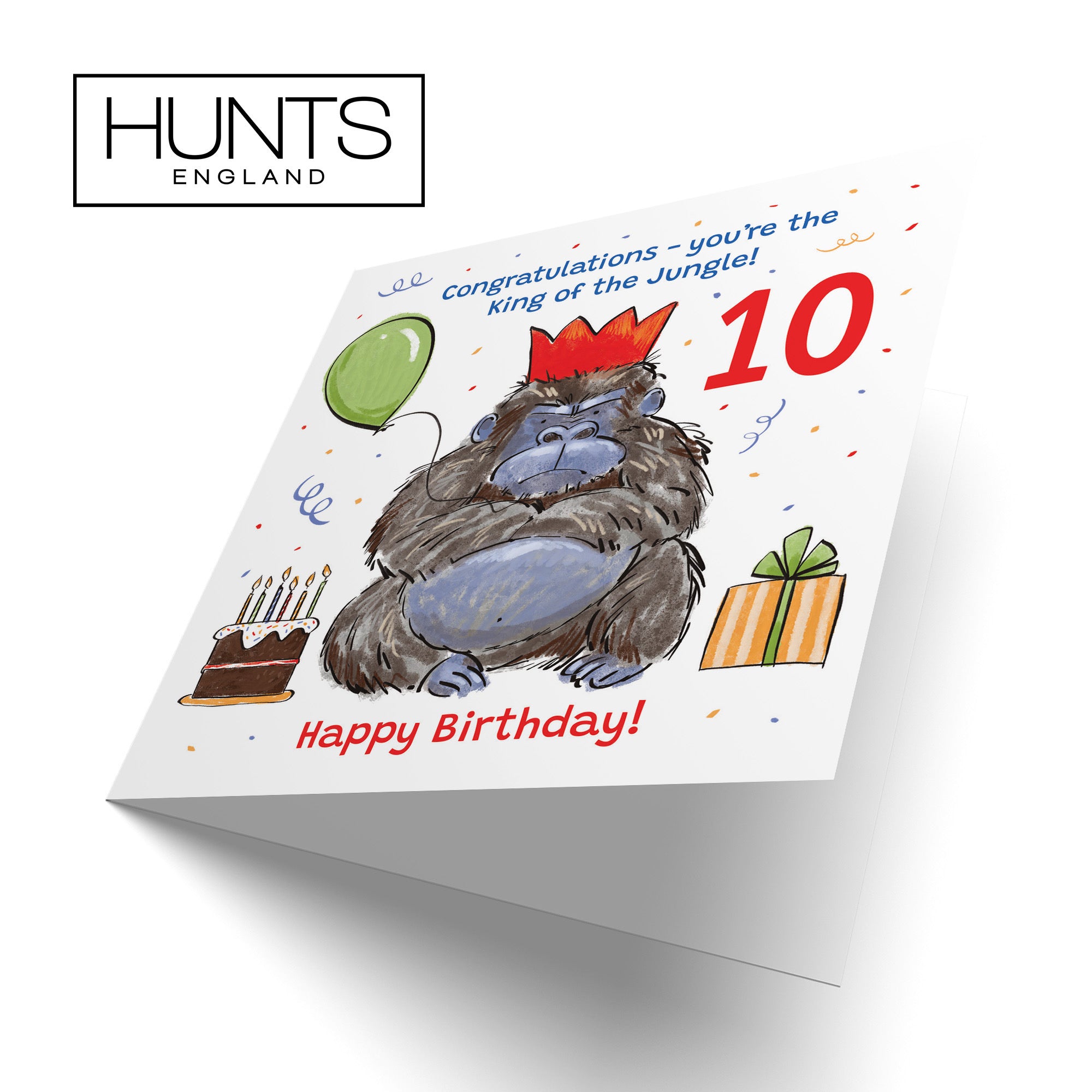 Boys 10th Birthday Card Grumpy Gorilla Animal Party - Default Title (RM00488)