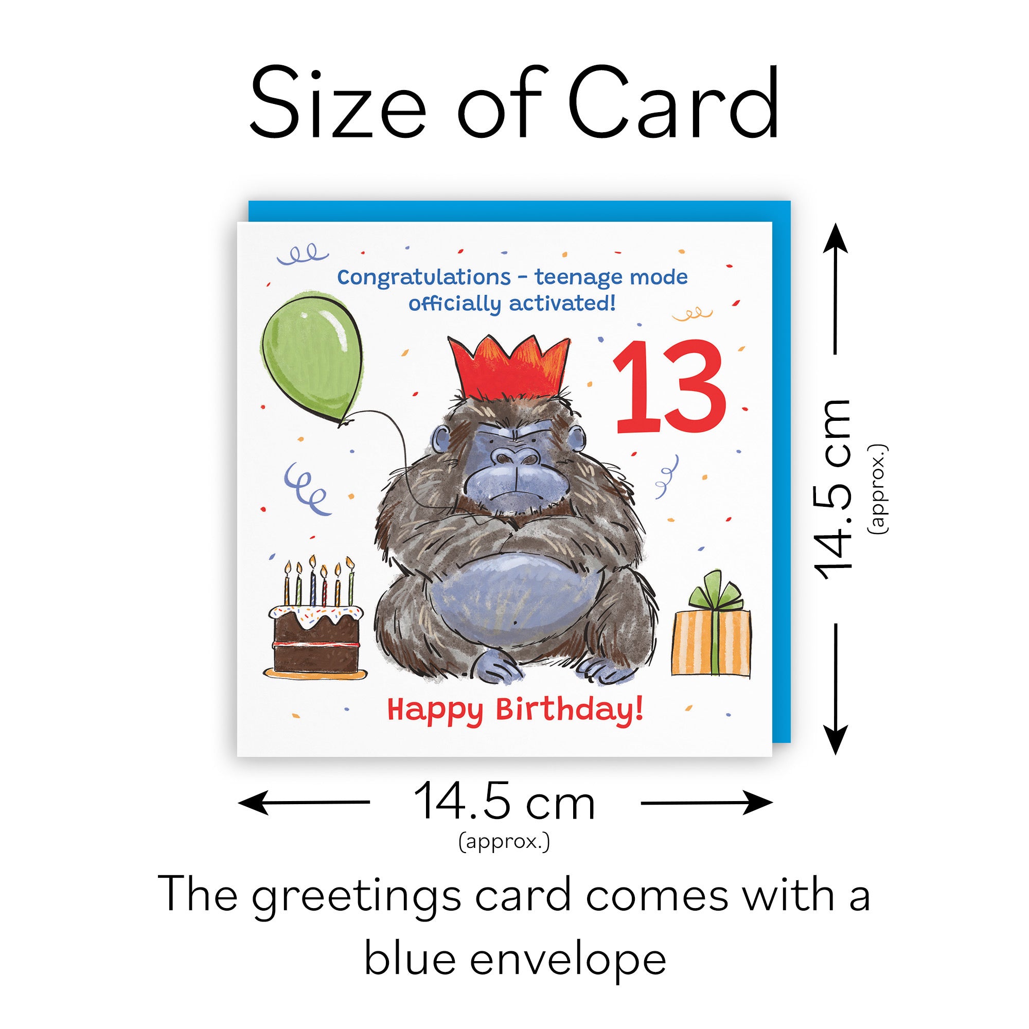 Boys 13th Birthday Card Grumpy Gorilla Animal Party - Default Title (RM00489)