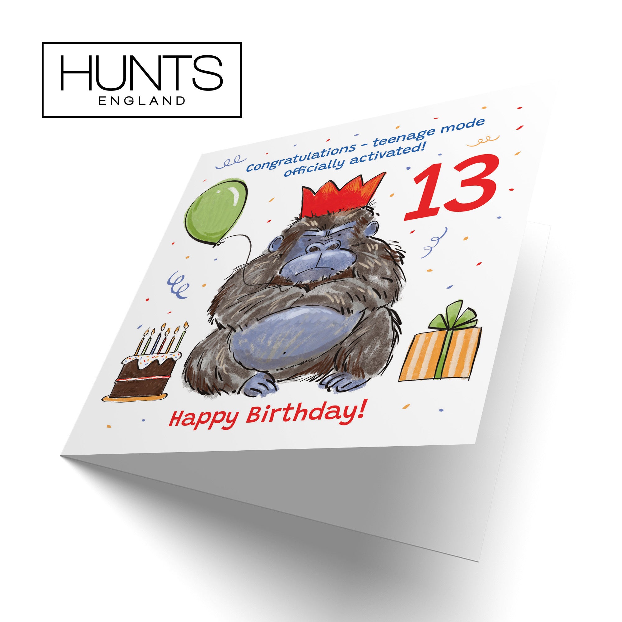 Boys 13th Birthday Card Grumpy Gorilla Animal Party - Default Title (RM00489)