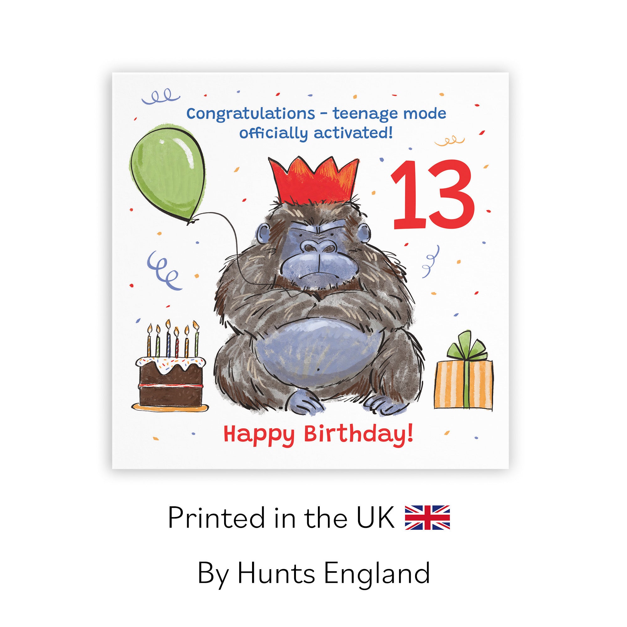 Boys 13th Birthday Card Grumpy Gorilla Animal Party - Default Title (RM00489)