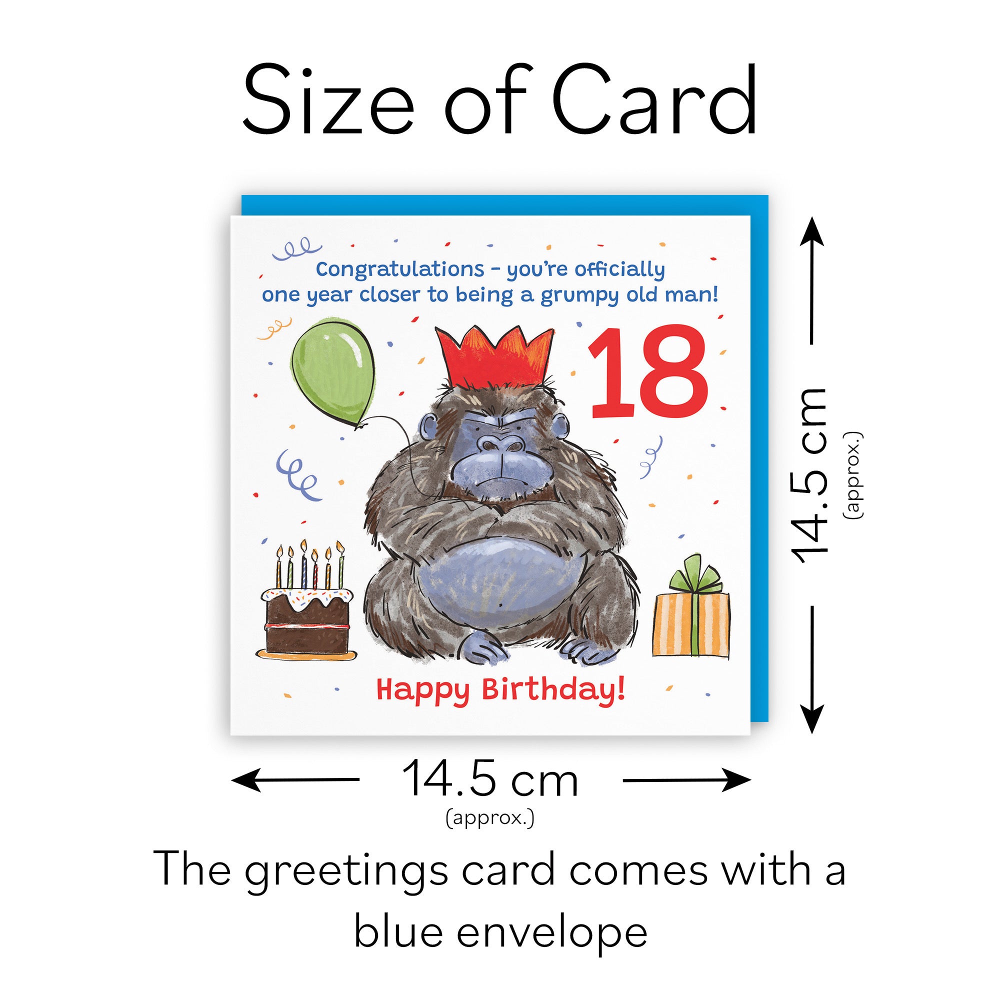 Men's 18th Birthday Card Grumpy Gorilla Animal Party - Default Title (RM00492)