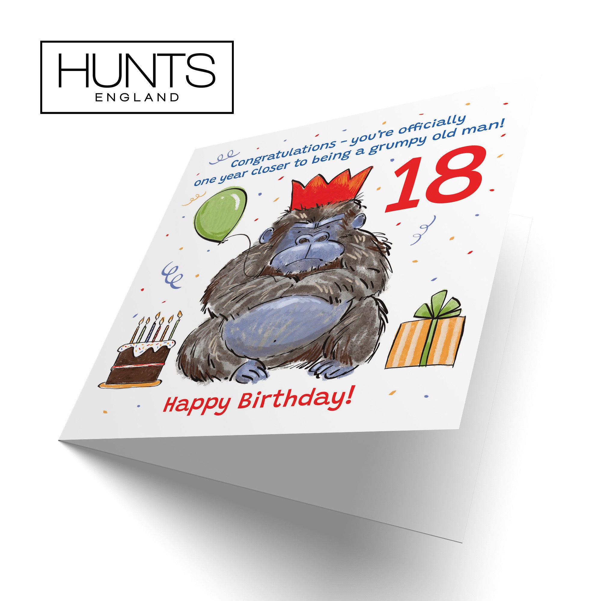 Men's 18th Birthday Card Grumpy Gorilla Animal Party - Default Title (RM00492)