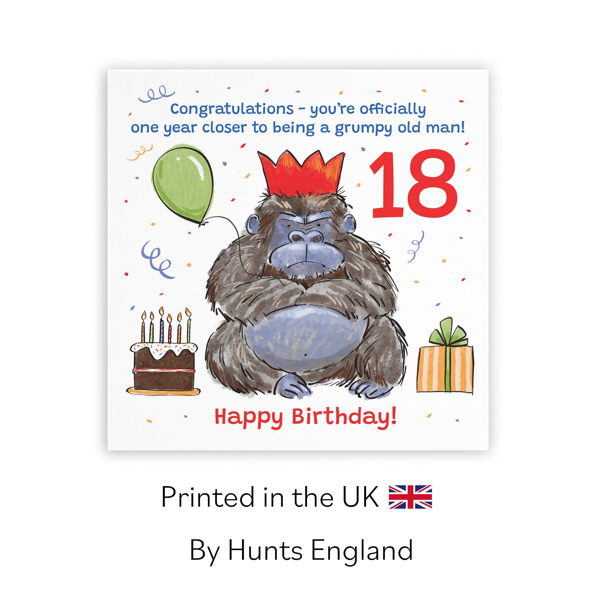 Men's 18th Birthday Card Grumpy Gorilla Animal Party - Default Title (RM00492)