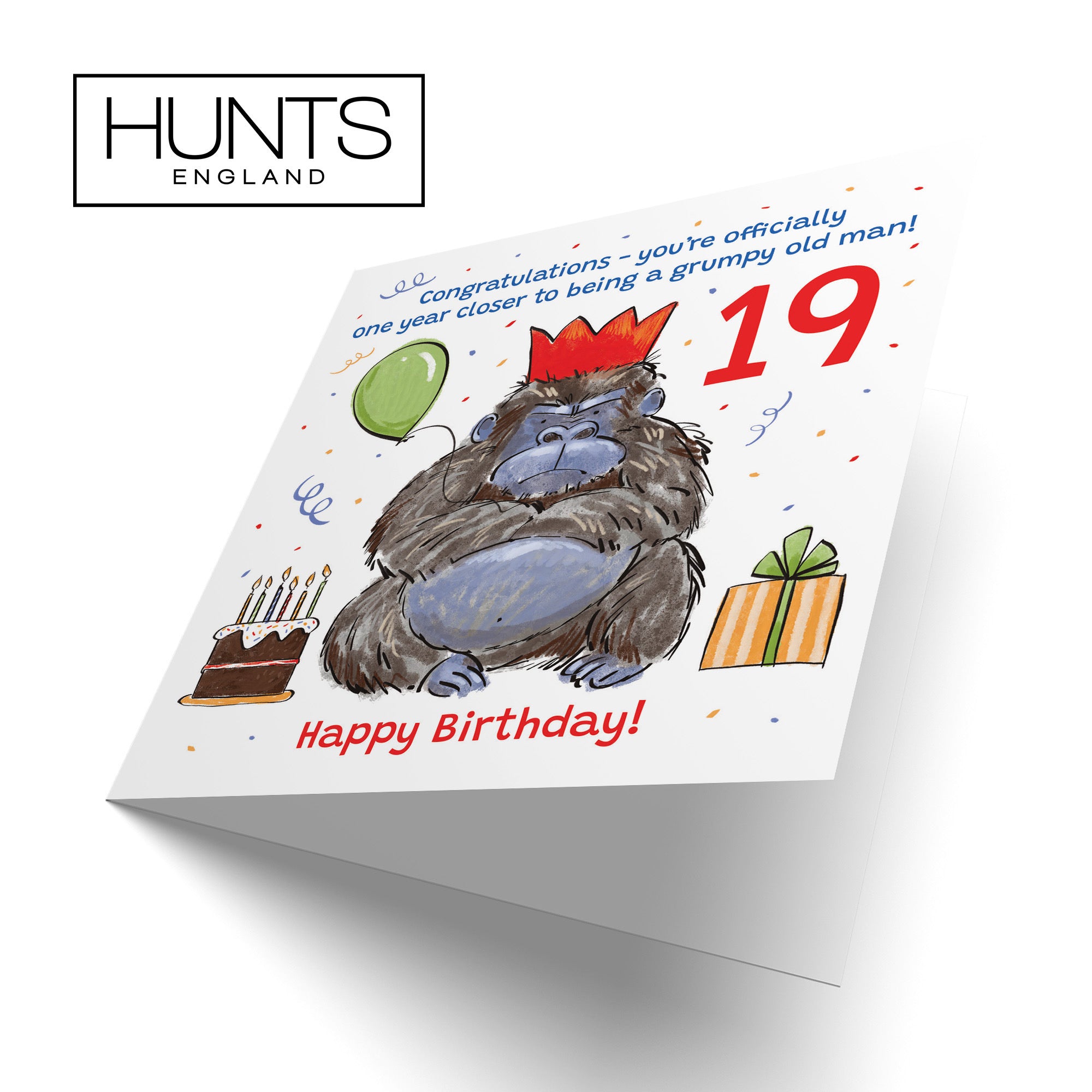 Men's 19th Birthday Card Grumpy Gorilla Animal Party - Default Title (RM00493)