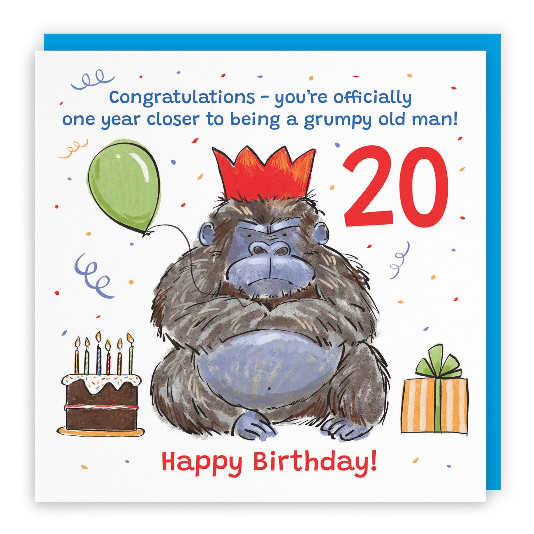 Men's 20th Birthday Card Grumpy Gorilla Animal Party - Default Title (RM00494)