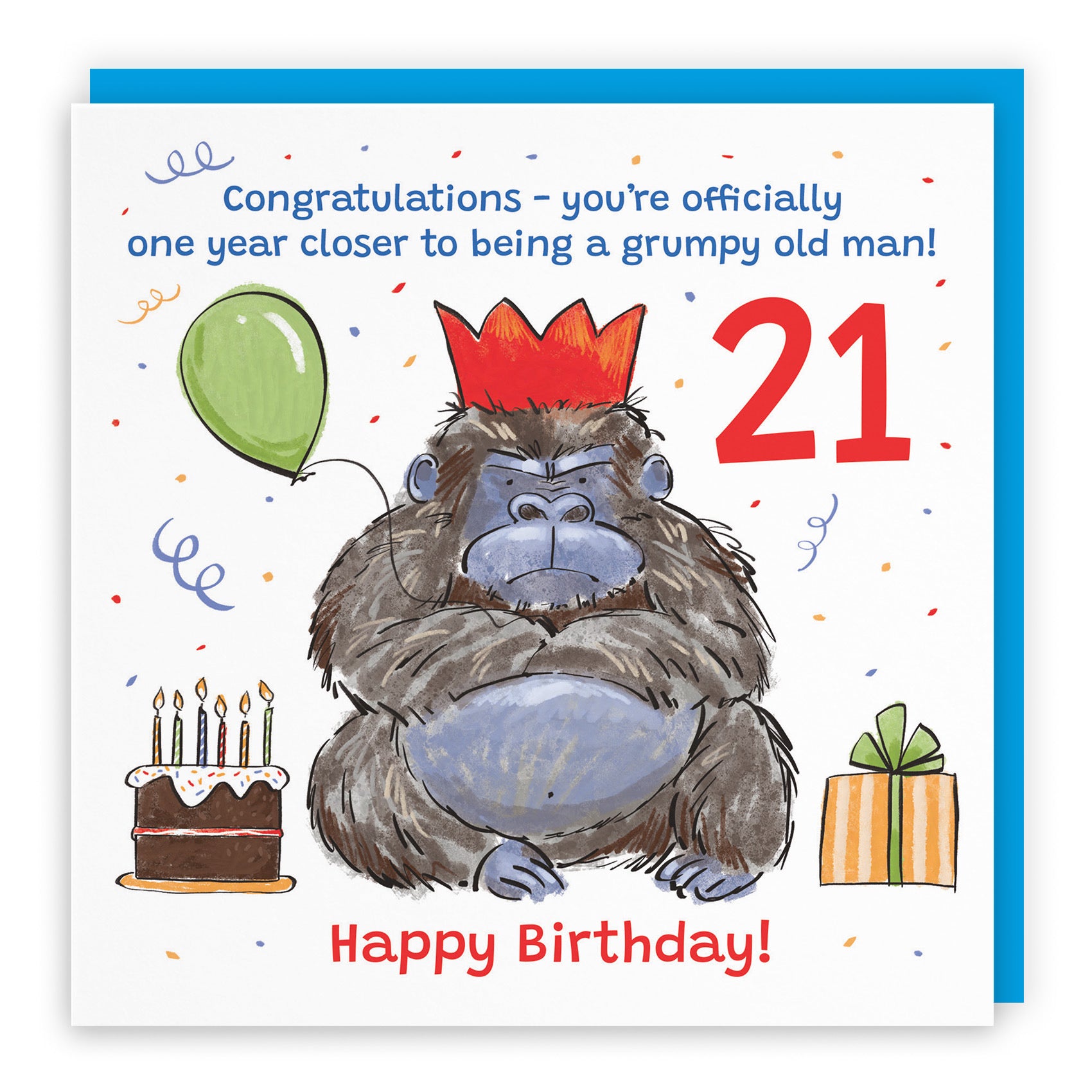 Men's 21st Birthday Card Grumpy Gorilla Animal Party - Default Title (RM00495)