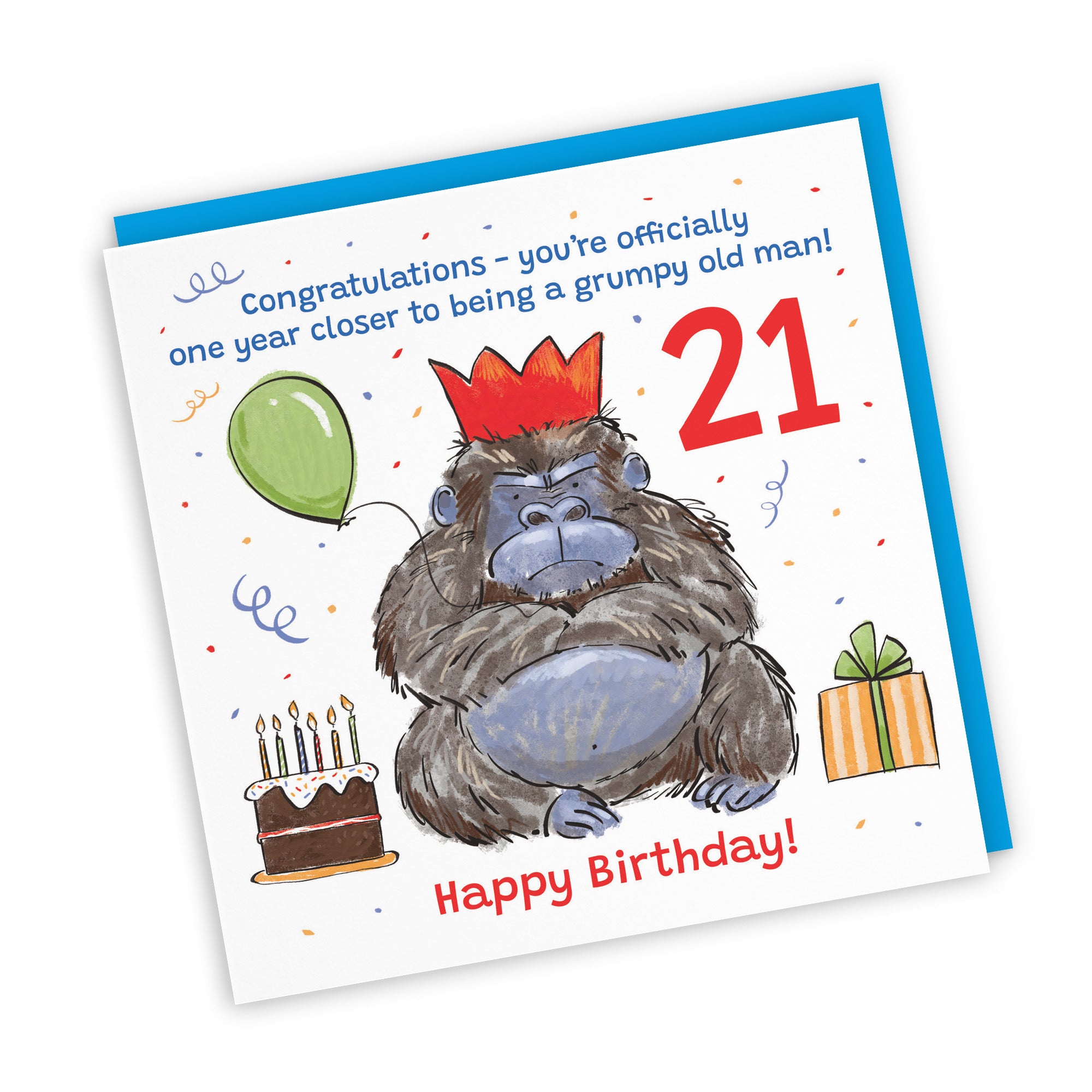 Men's 21st Birthday Card Grumpy Gorilla Animal Party - Default Title (RM00495)