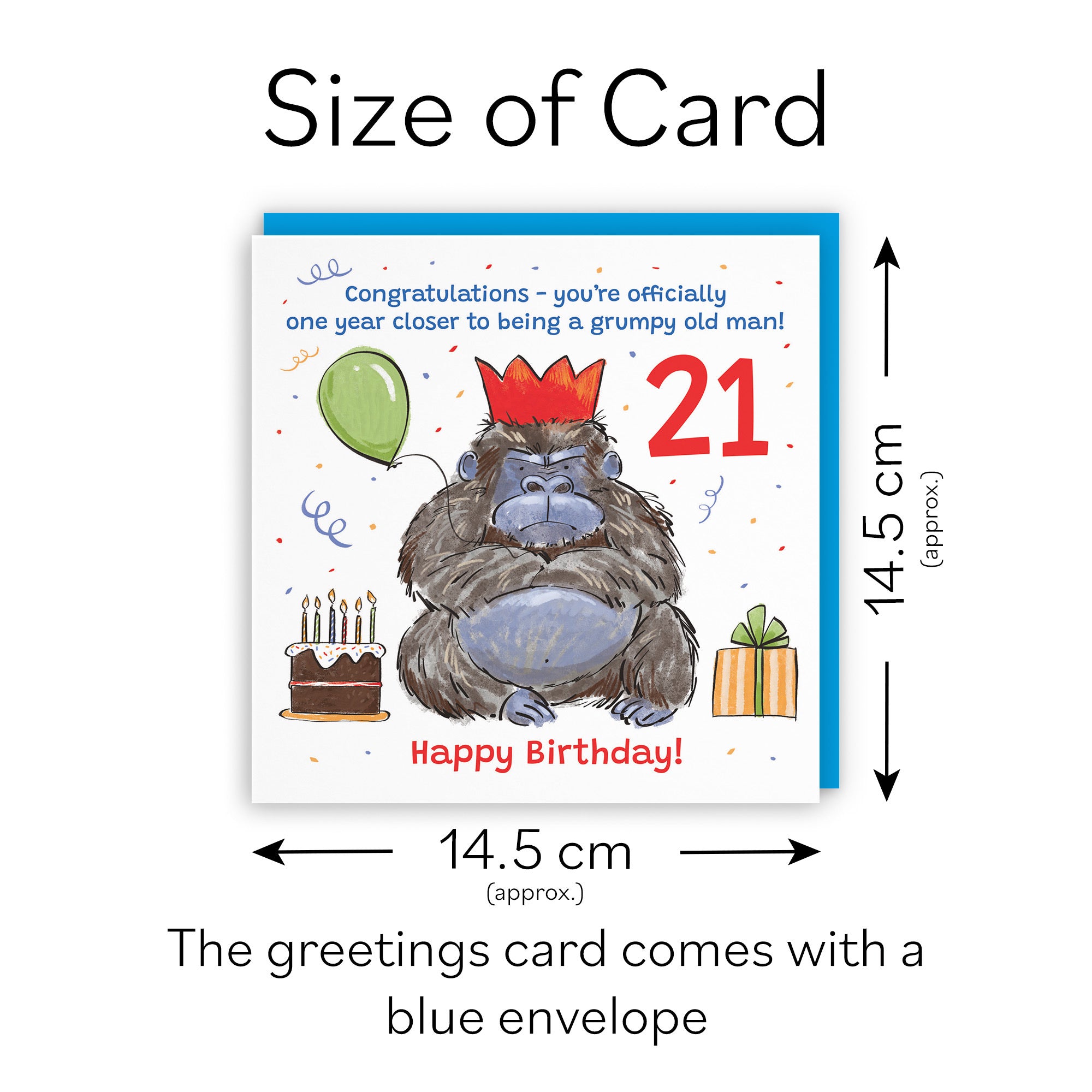 Men's 21st Birthday Card Grumpy Gorilla Animal Party - Default Title (RM00495)