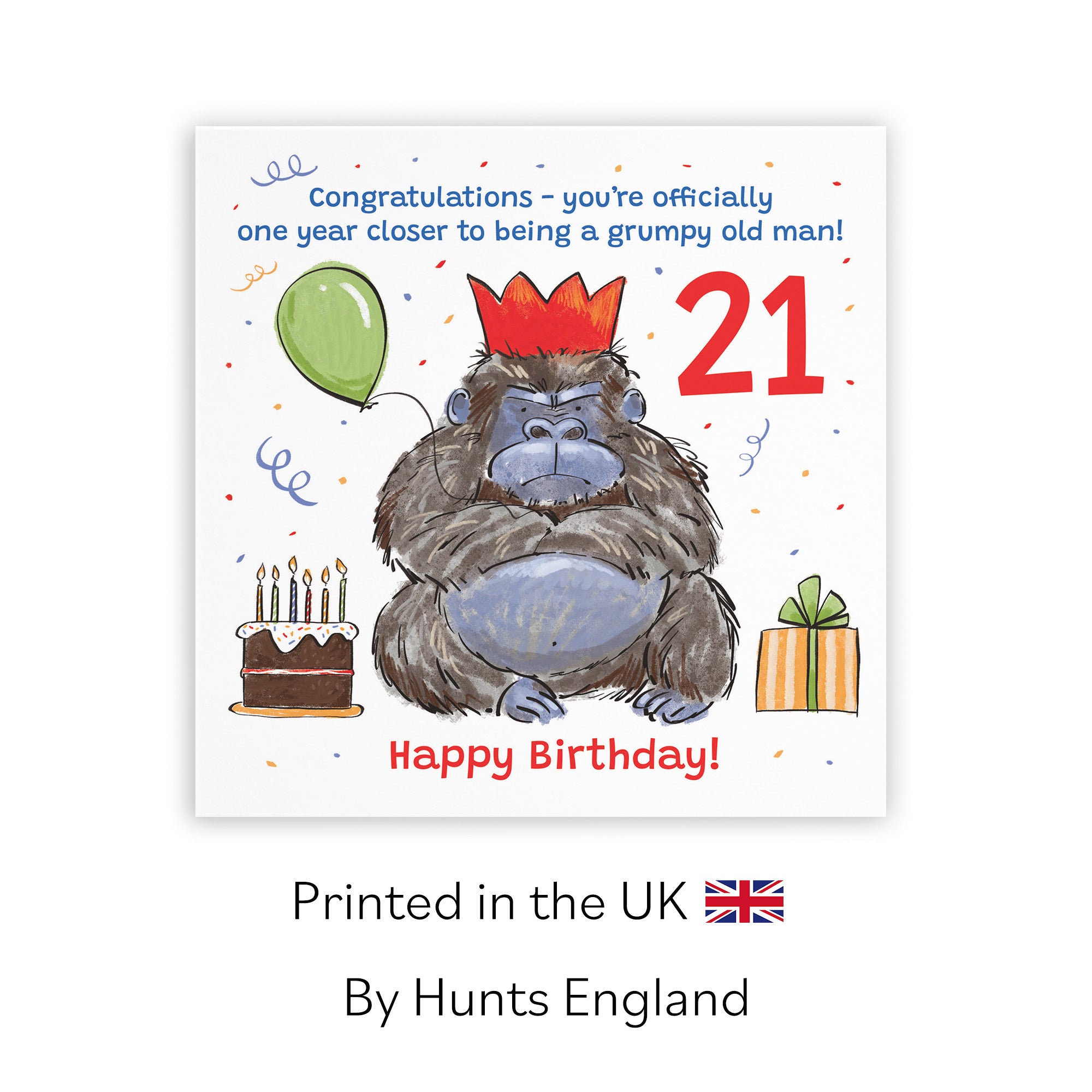 Men's 21st Birthday Card Grumpy Gorilla Animal Party - Default Title (RM00495)