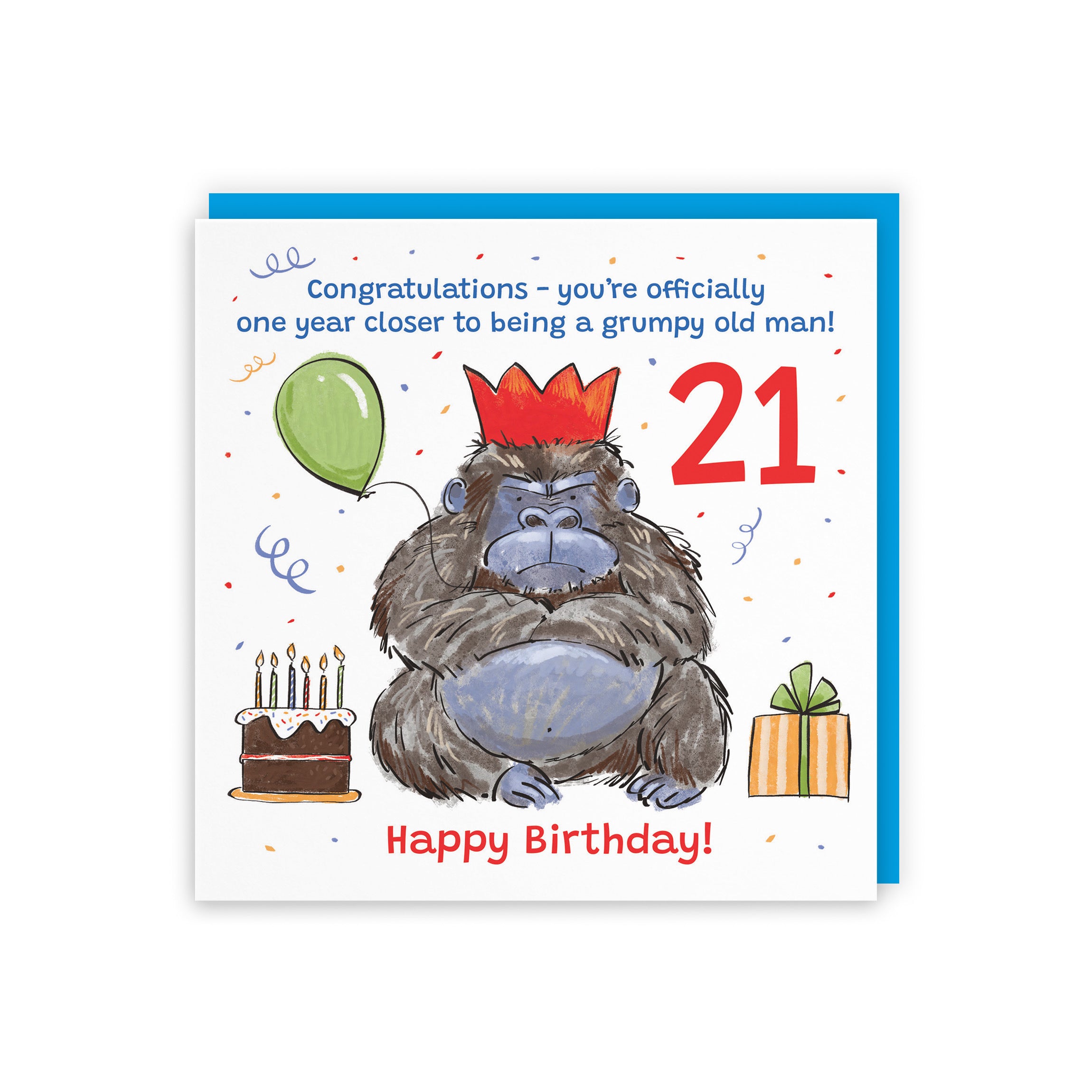 Men's 21st Birthday Card Grumpy Gorilla Animal Party - Default Title (RM00495)