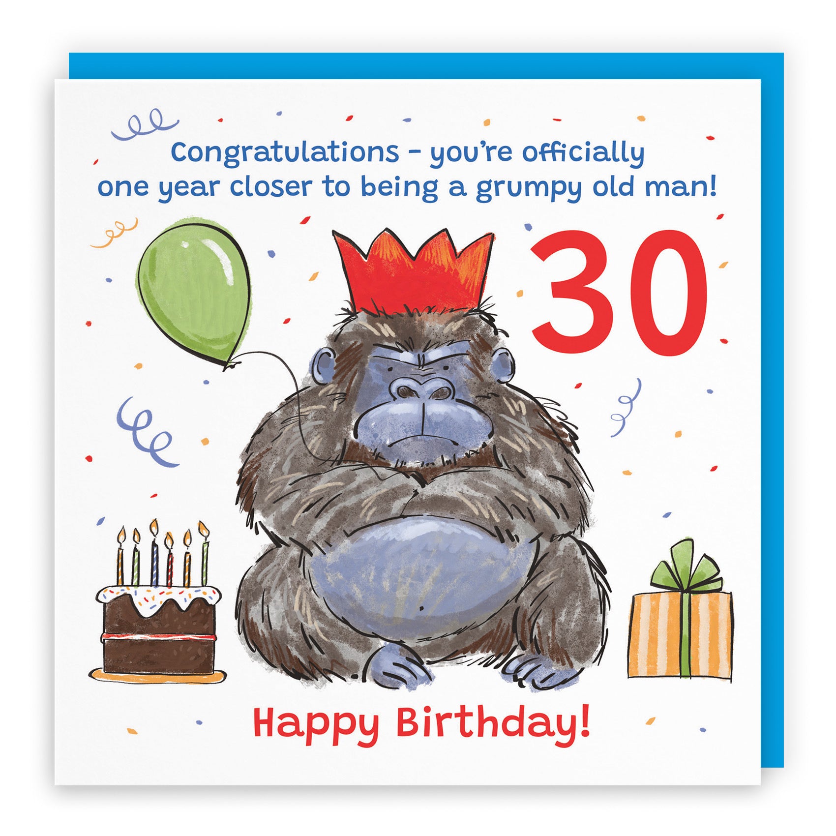 Men's 30th Birthday Card Grumpy Gorilla Animal Party - Default Title (RM00496)