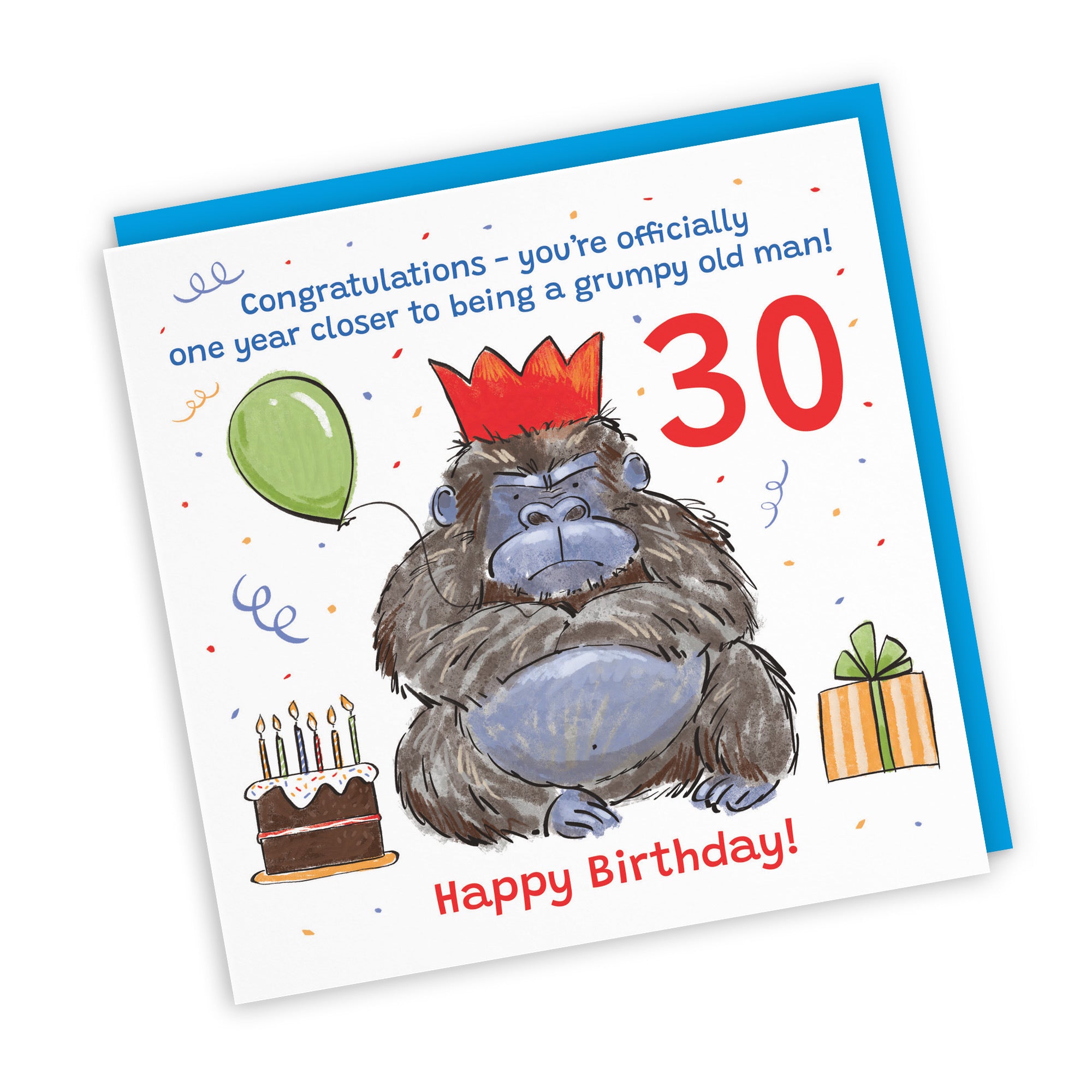 Men's 30th Birthday Card Grumpy Gorilla Animal Party - Default Title (RM00496)
