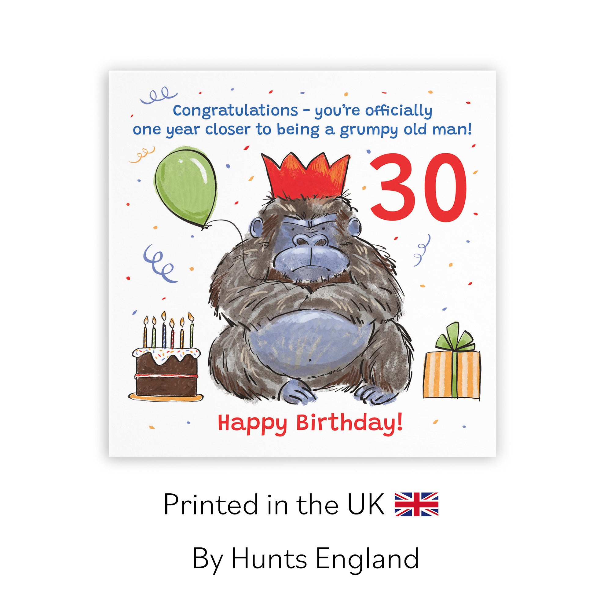 Men's 30th Birthday Card Grumpy Gorilla Animal Party - Default Title (RM00496)