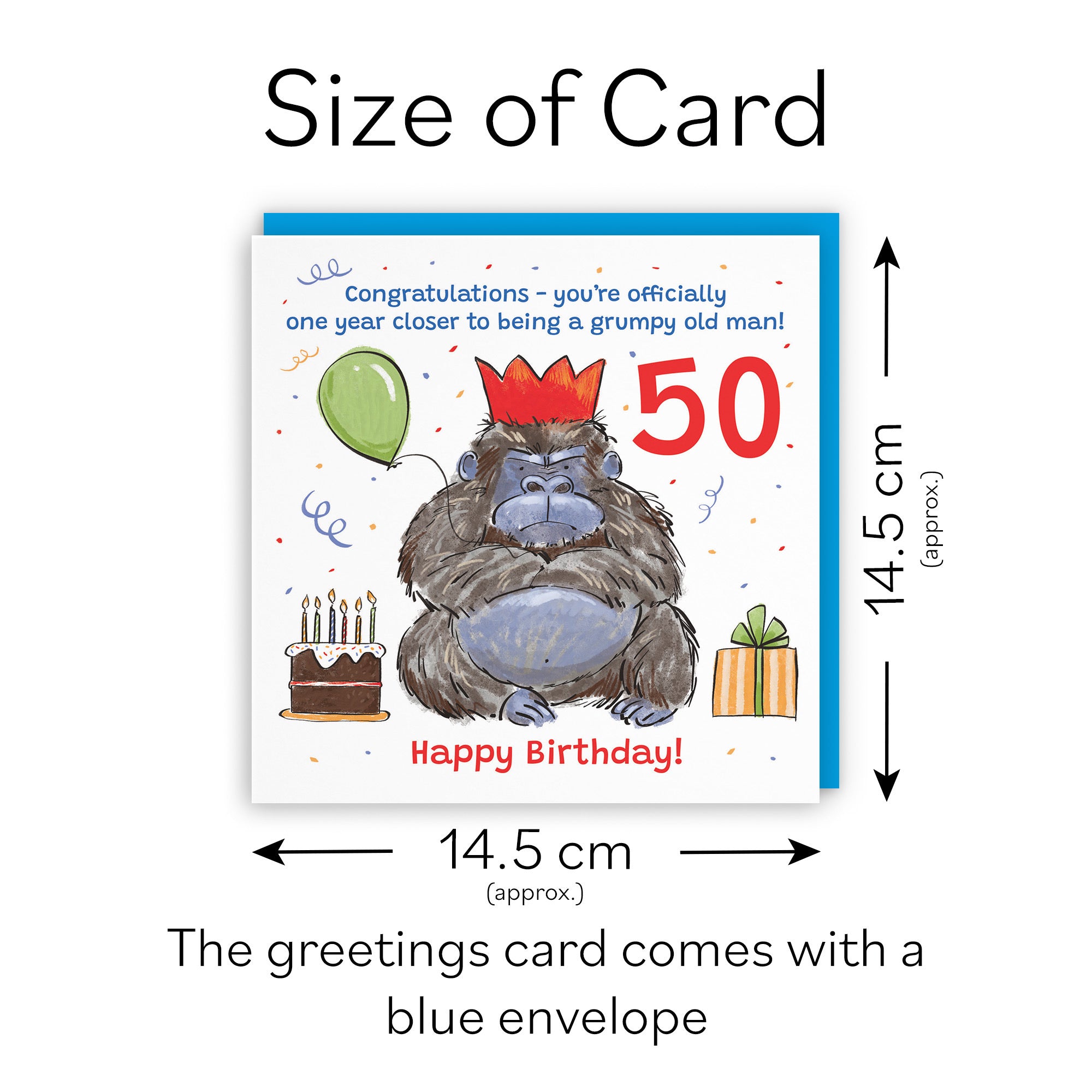Men's 50th Birthday Card Grumpy Gorilla Animal Party - Default Title (RM00498)