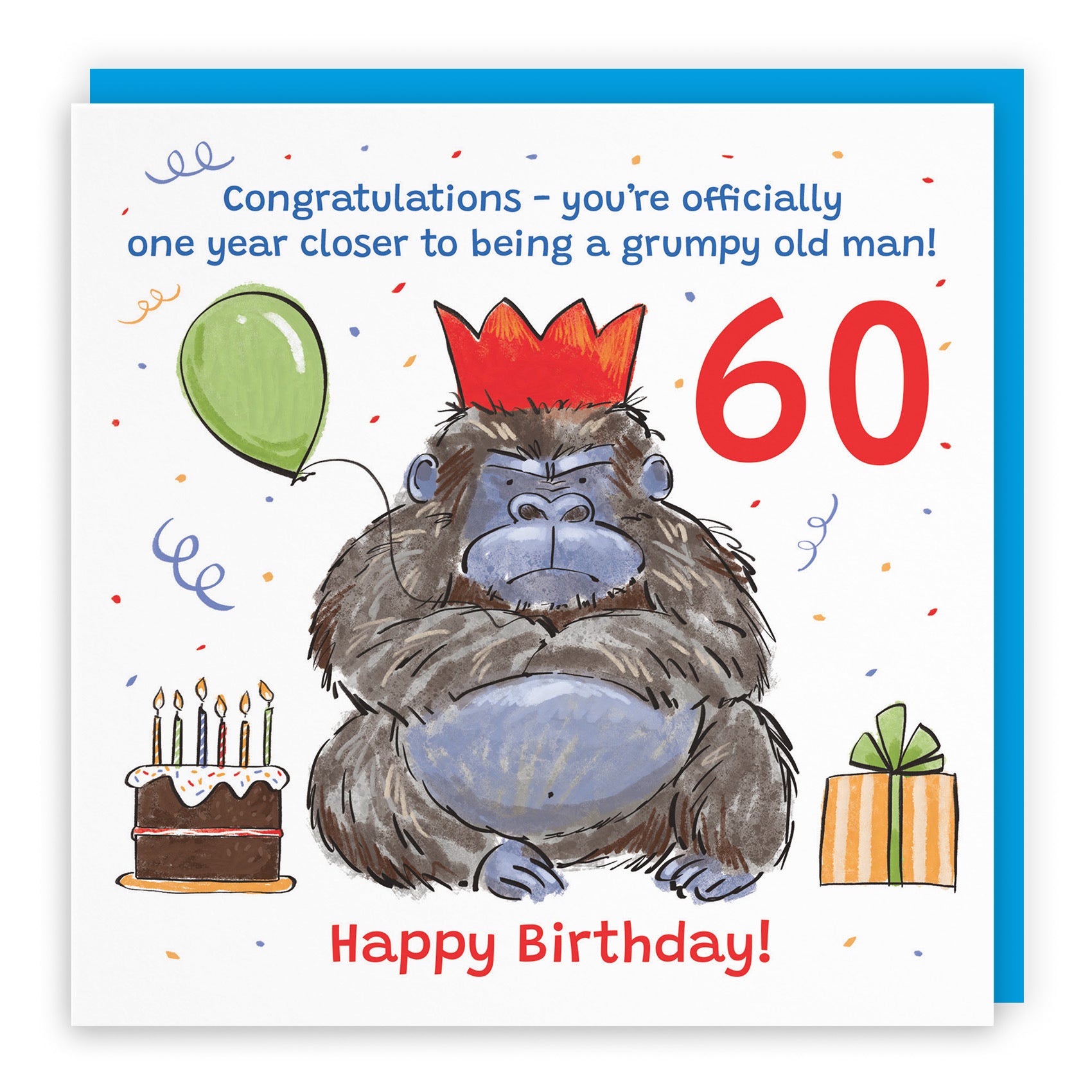 Men's 60th Birthday Card Grumpy Gorilla Animal Party - Default Title (RM00499)
