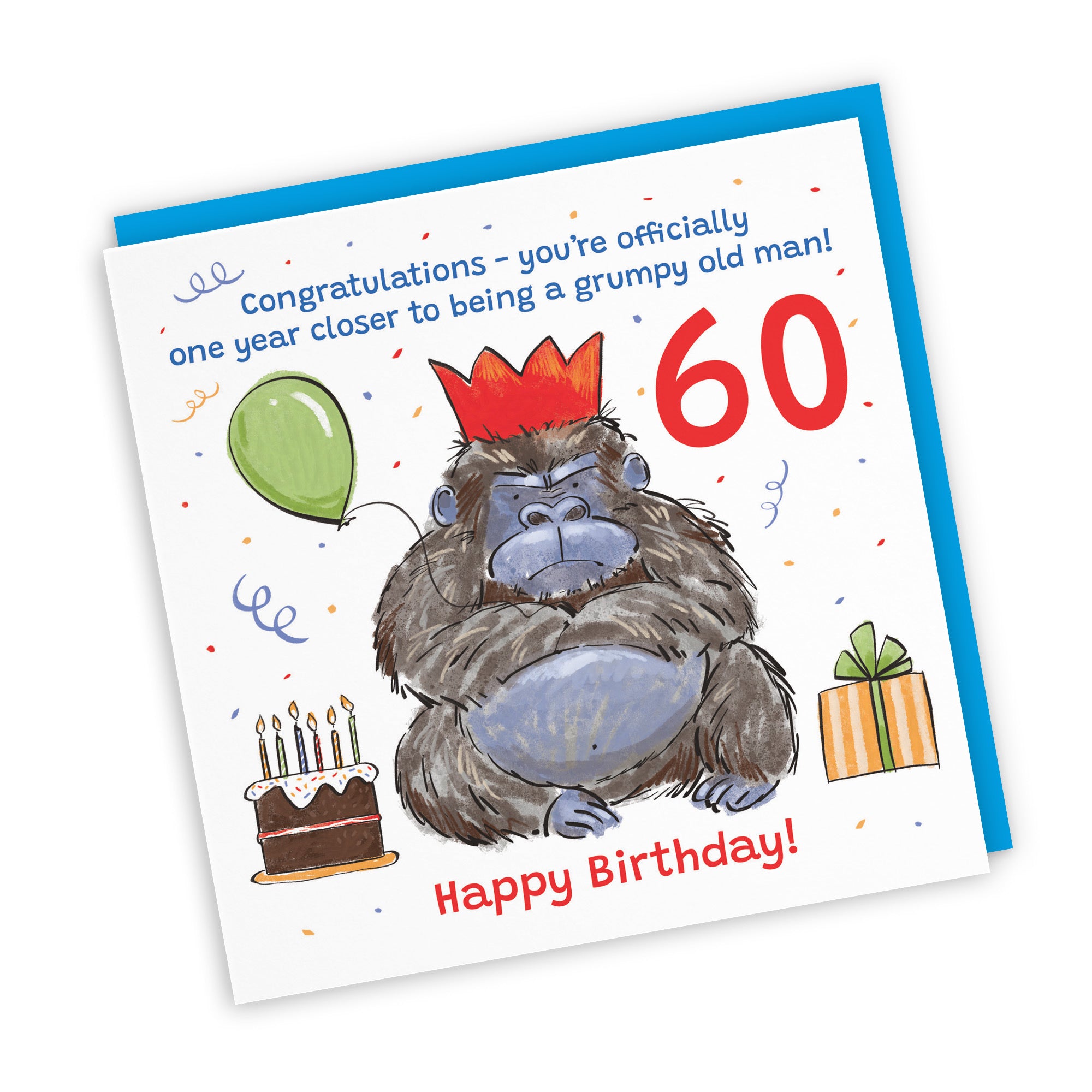 Men's 60th Birthday Card Grumpy Gorilla Animal Party - Default Title (RM00499)