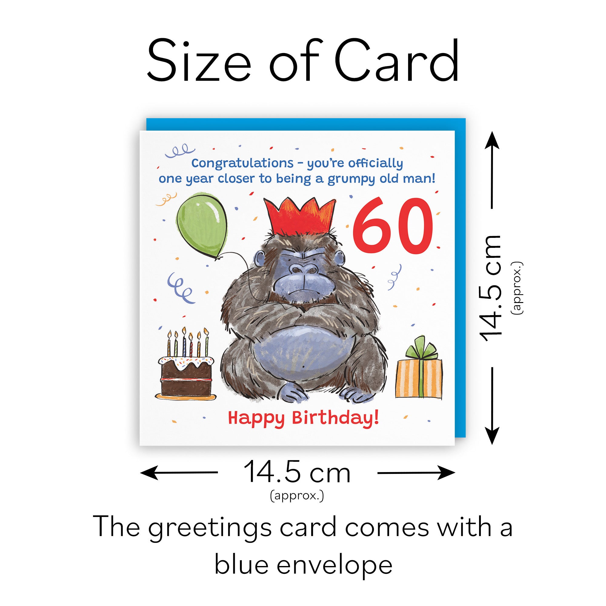 Men's 60th Birthday Card Grumpy Gorilla Animal Party - Default Title (RM00499)