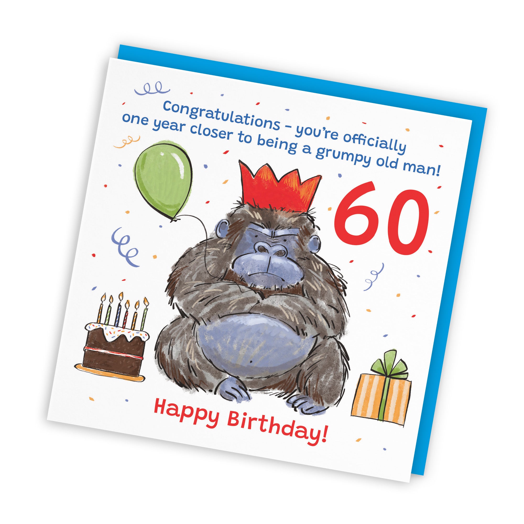 Men's 60th Birthday Card Grumpy Gorilla Animal Party - Default Title (RM00499)
