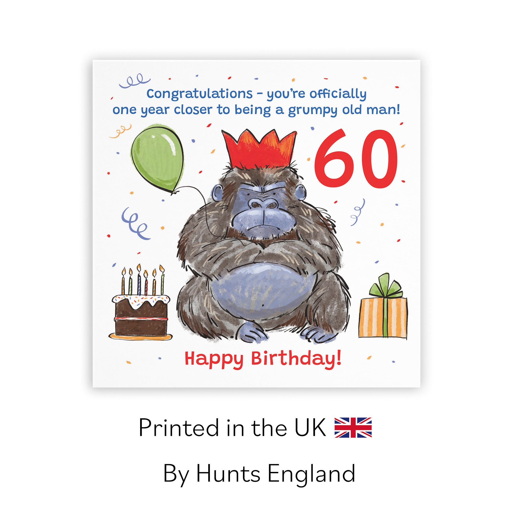 Men's 60th Birthday Card Grumpy Gorilla Animal Party - Default Title (RM00499)