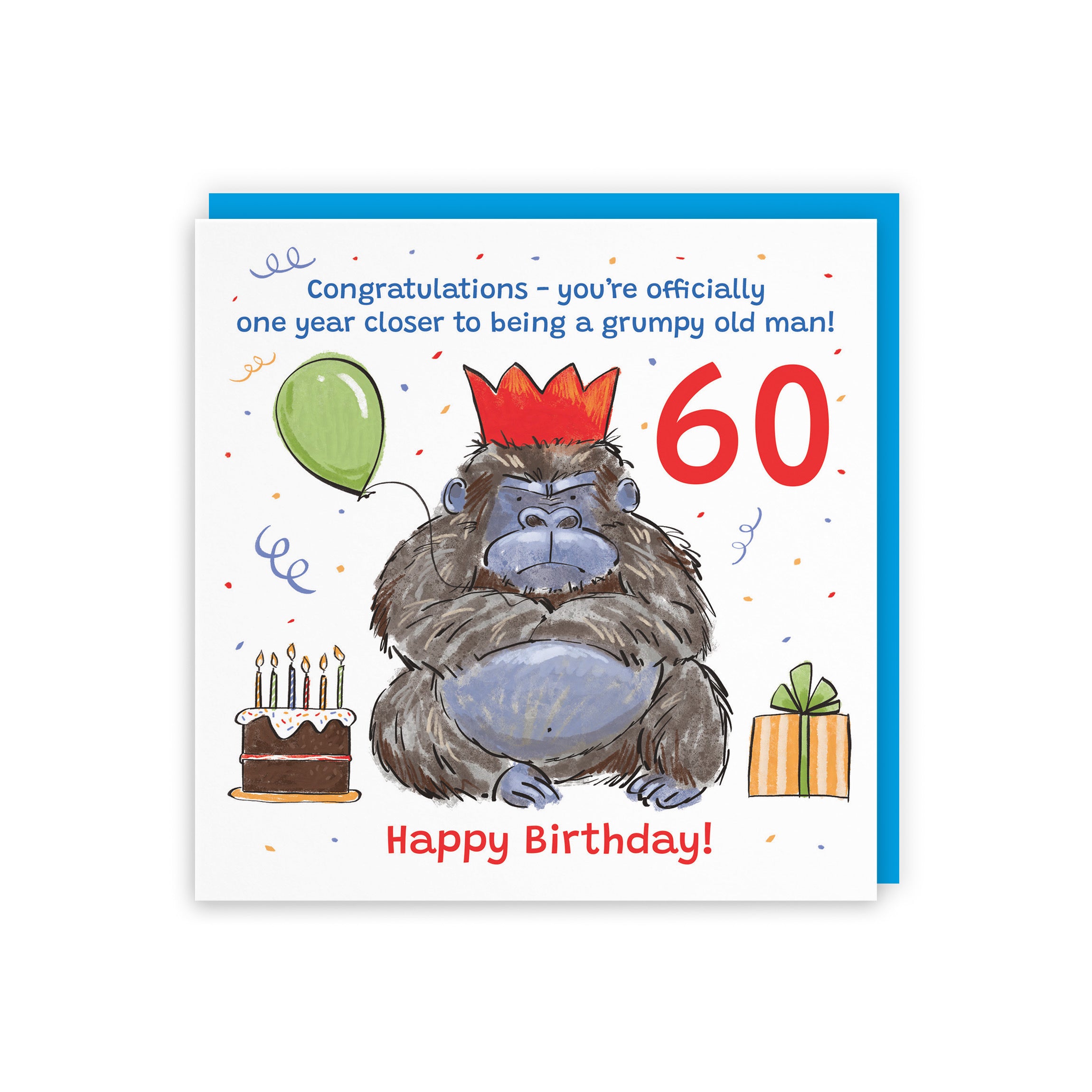 Men's 60th Birthday Card Grumpy Gorilla Animal Party - Default Title (RM00499)