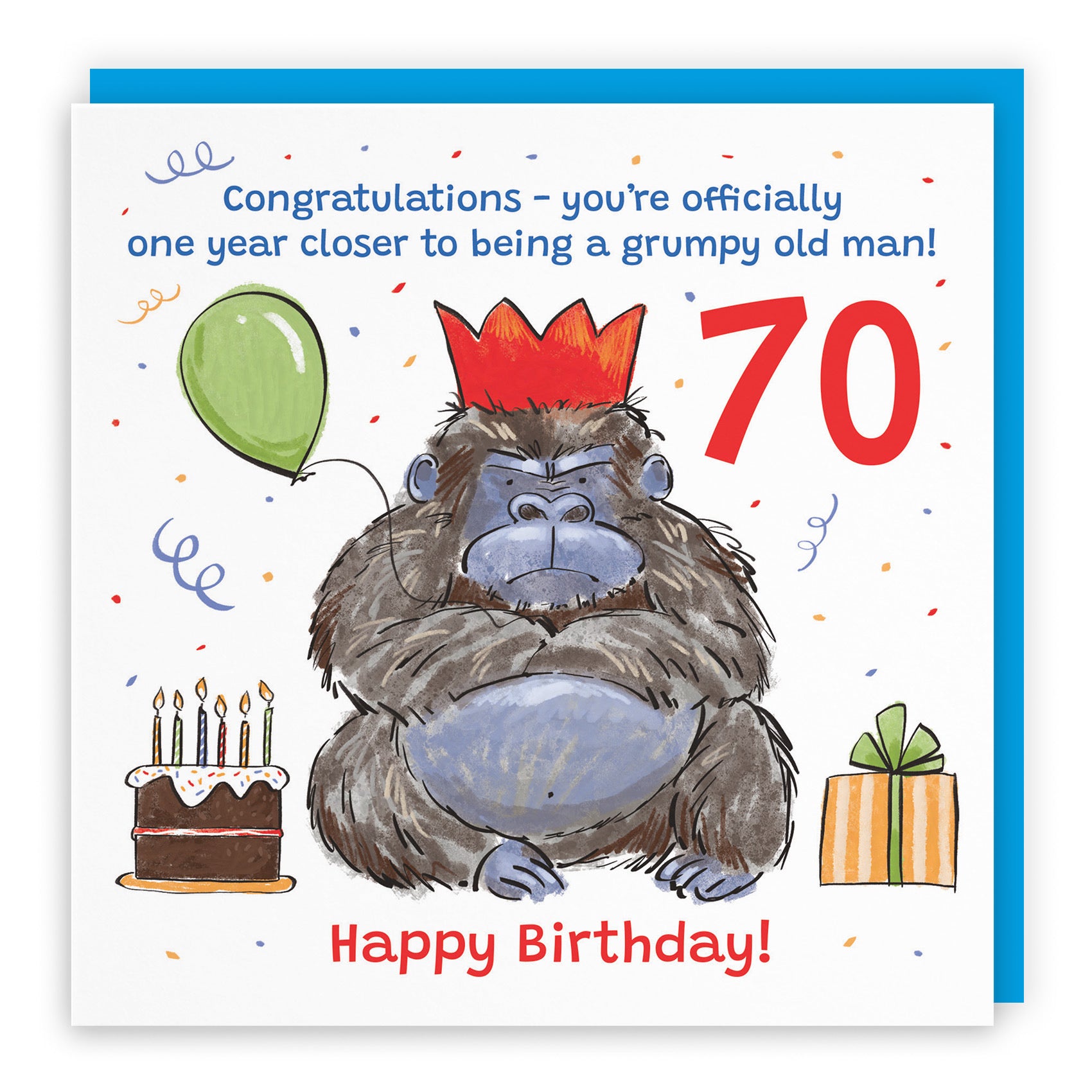 Men's 70th Birthday Card Grumpy Gorilla Animal Party - Default Title (RM00500)