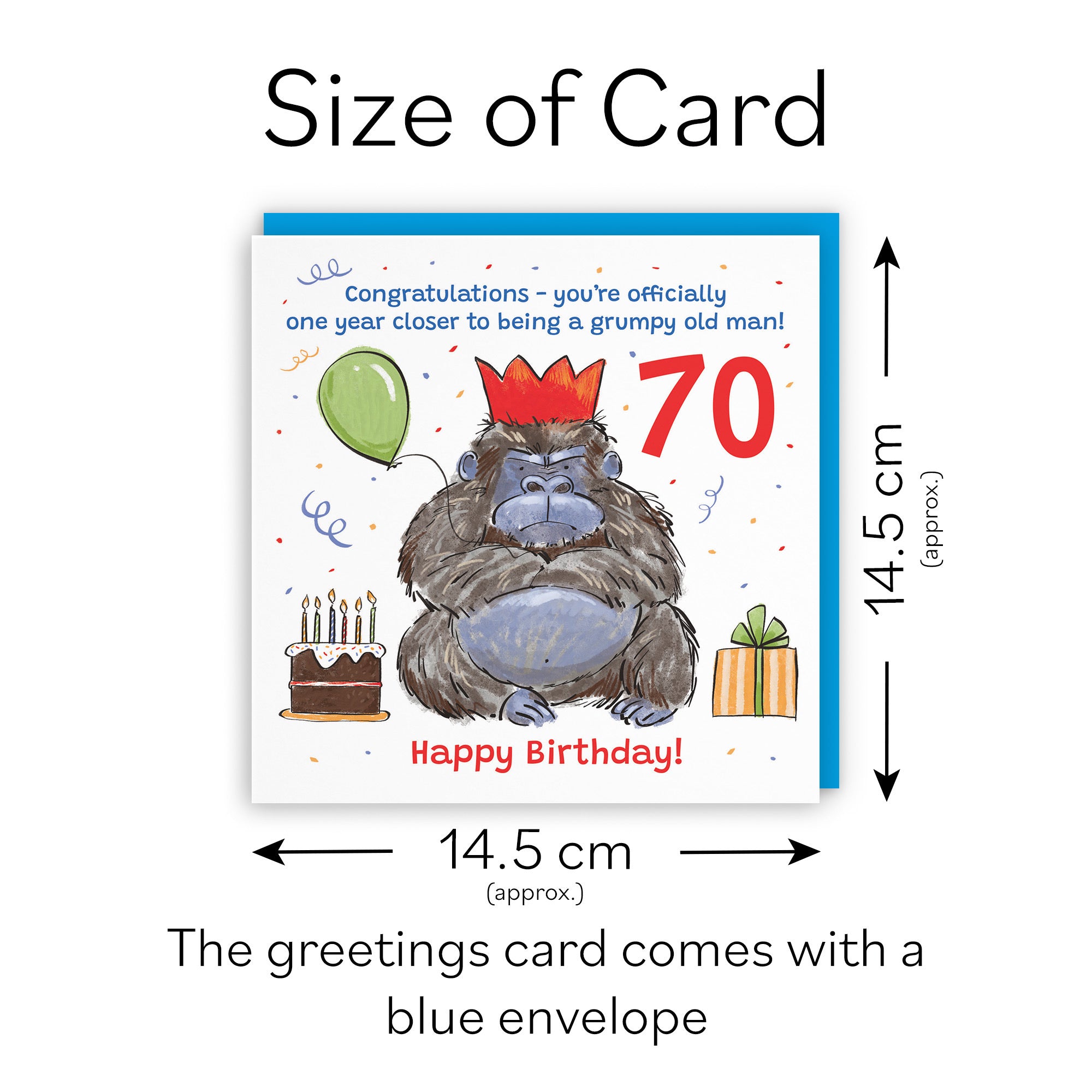 Men's 70th Birthday Card Grumpy Gorilla Animal Party - Default Title (RM00500)