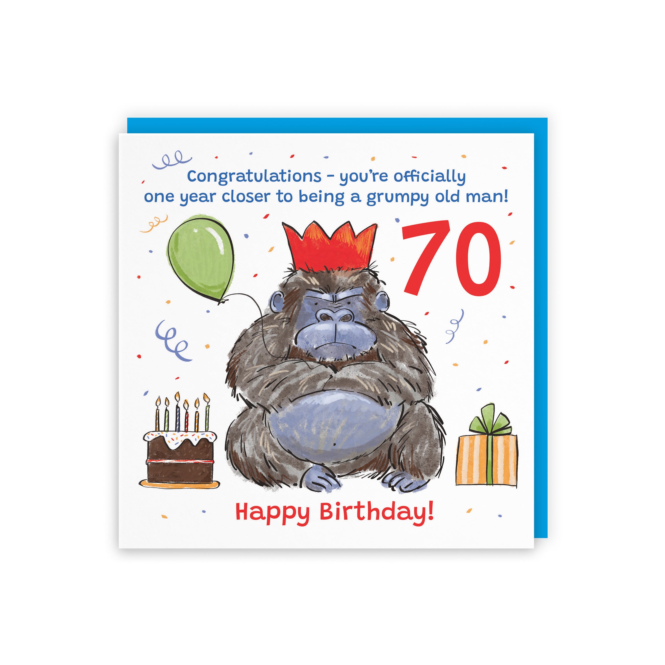 Men's 70th Birthday Card Grumpy Gorilla Animal Party - Default Title (RM00500)