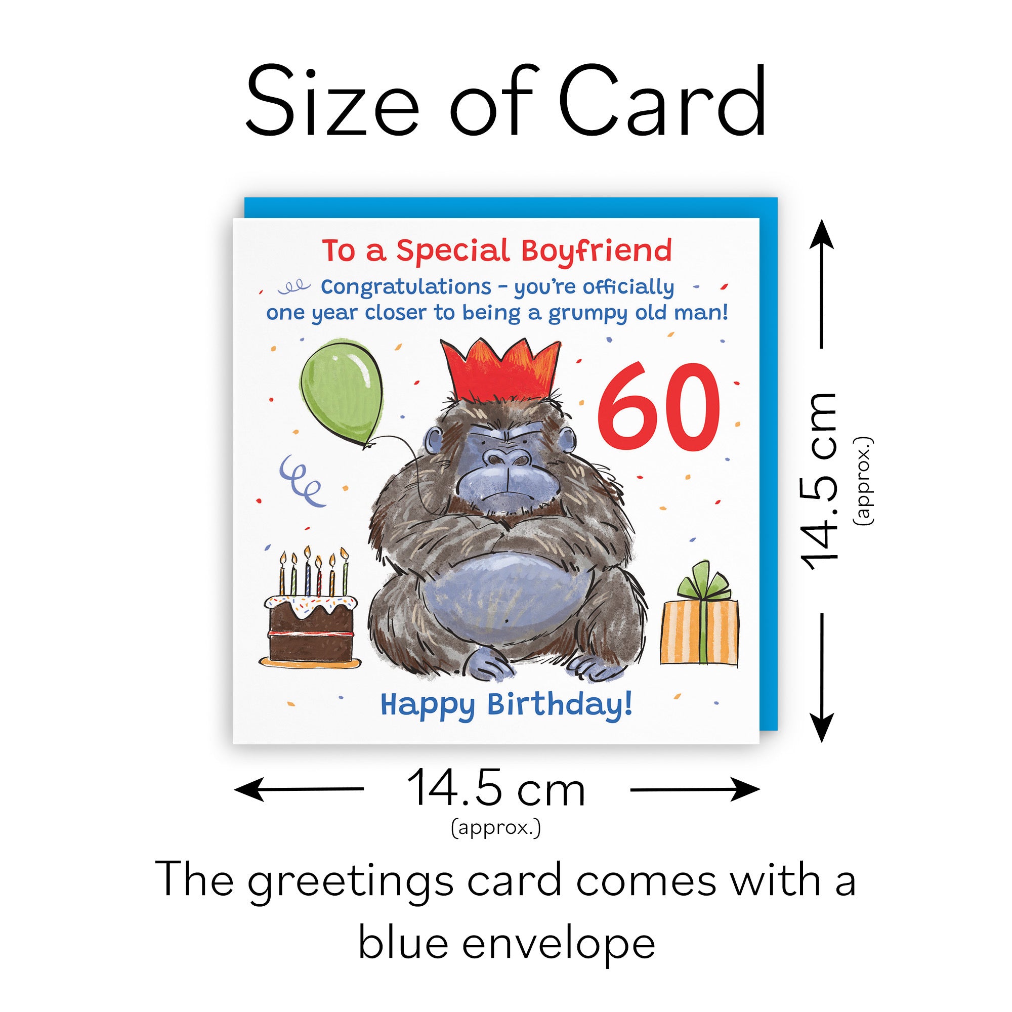 60th Boyfriend Birthday Card Grumpy Gorilla Animal Party - Default Title (RM00501)