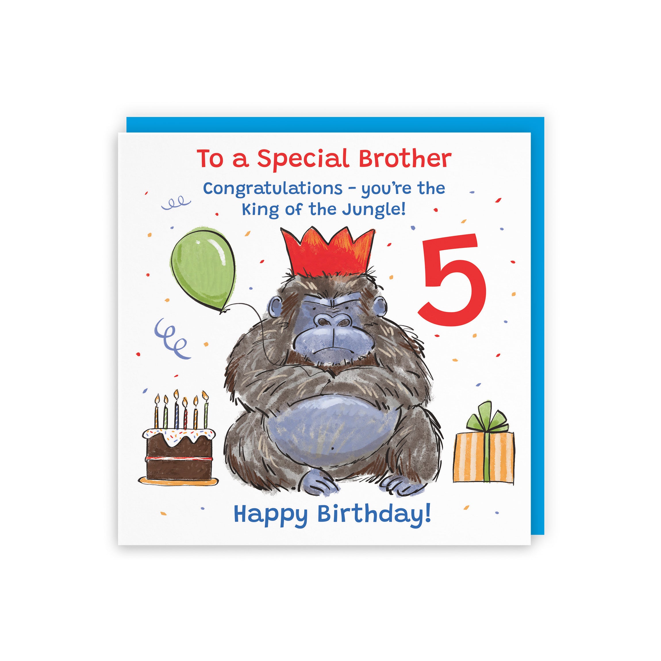 5th Brother Birthday Card Grumpy Gorilla Animal Party - Default Title (RM00503)