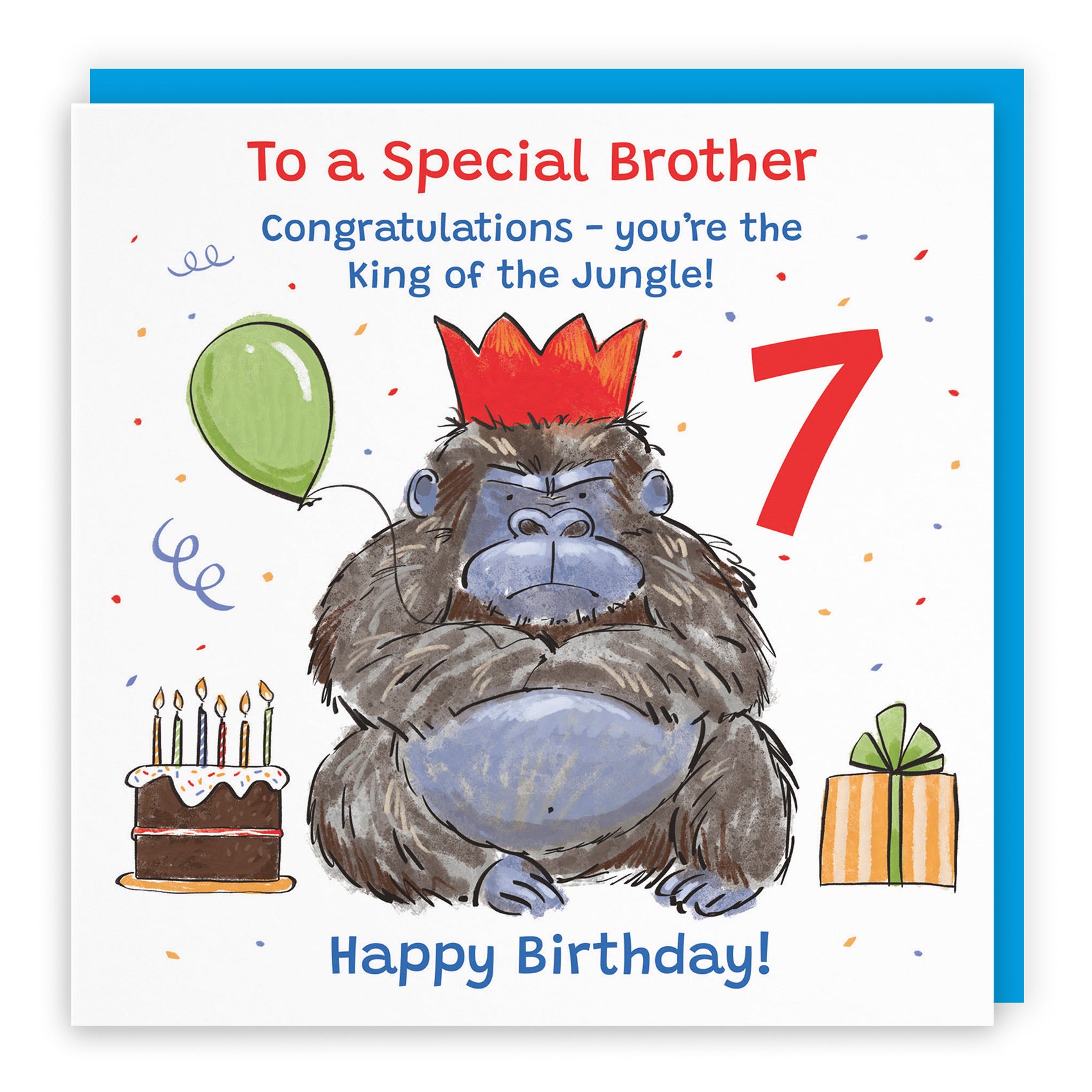 7th Brother Birthday Card Grumpy Gorilla Animal Party - Default Title (RM00505)
