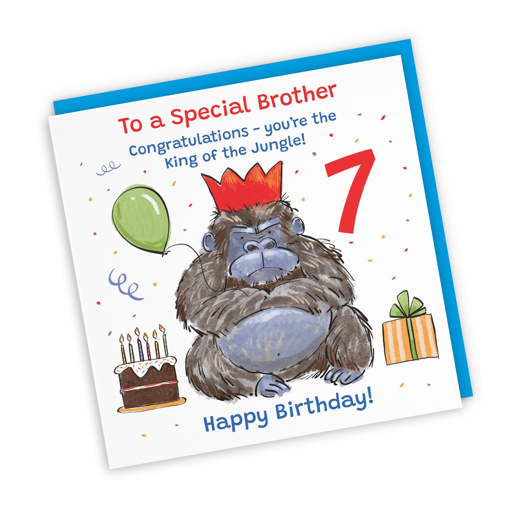 7th Brother Birthday Card Grumpy Gorilla Animal Party - Default Title (RM00505)