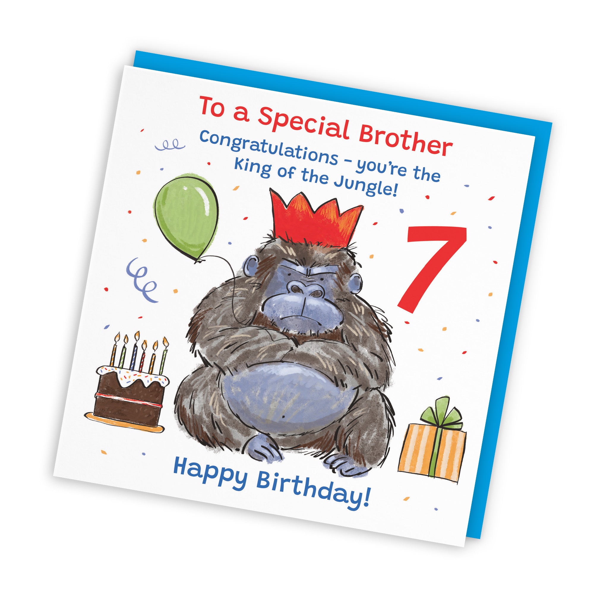 7th Brother Birthday Card Grumpy Gorilla Animal Party - Default Title (RM00505)
