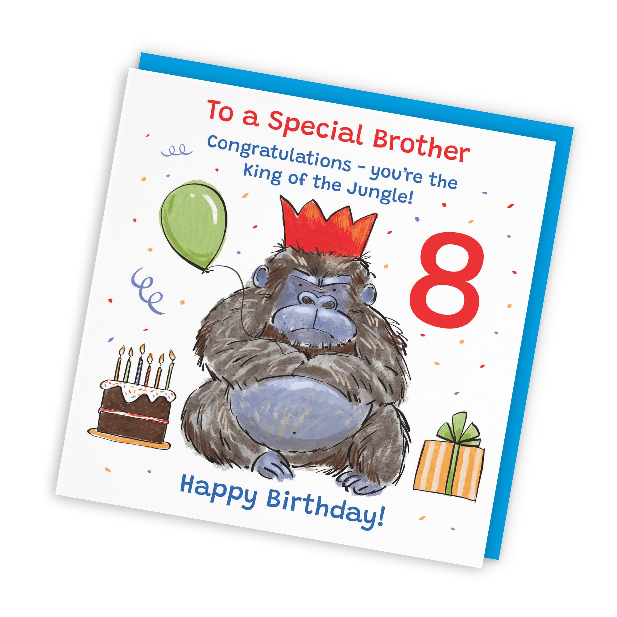 8th Brother Birthday Card Grumpy Gorilla Animal Party - Default Title (RM00506)