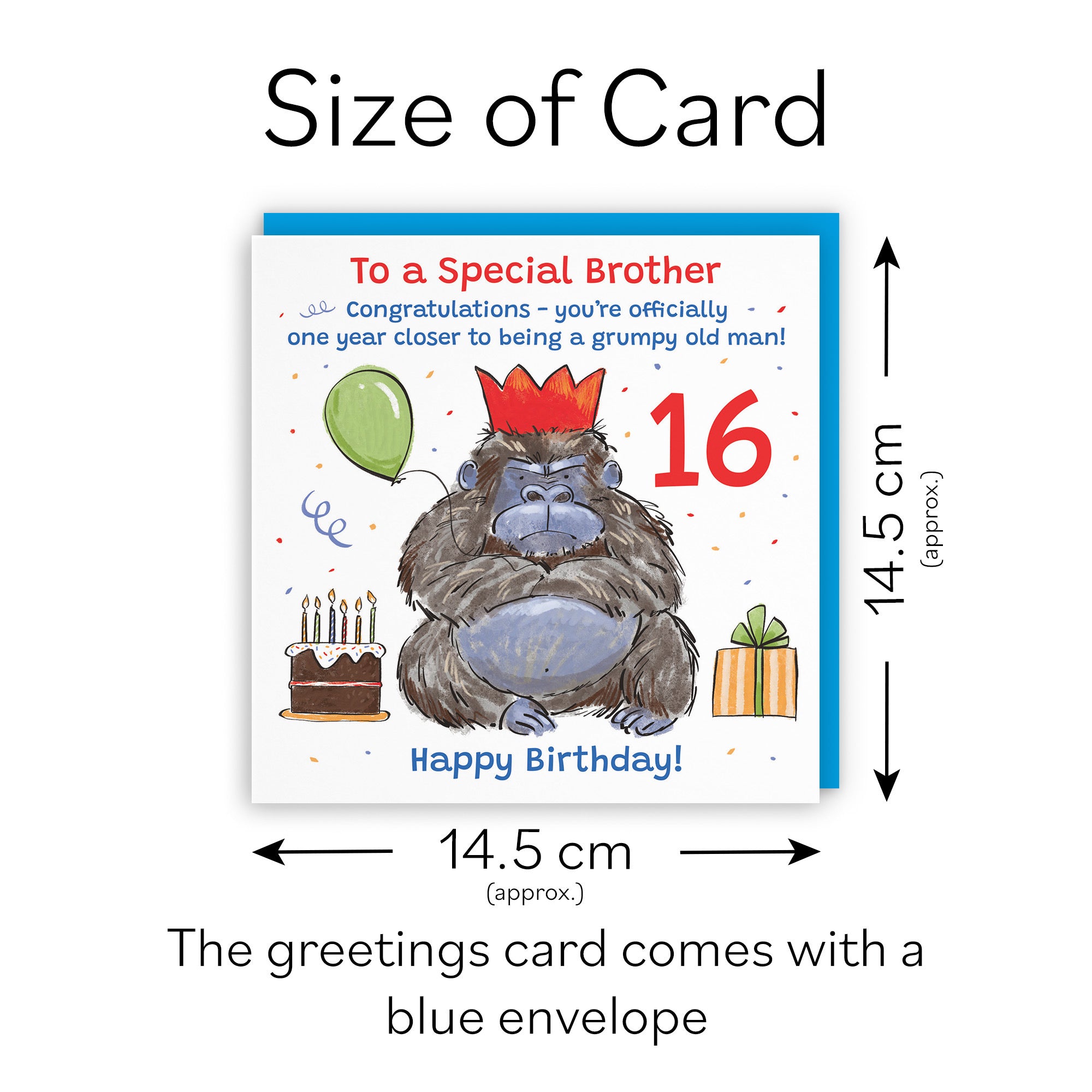 16th Brother Birthday Card Grumpy Gorilla Animal Party - Default Title (RM00510)