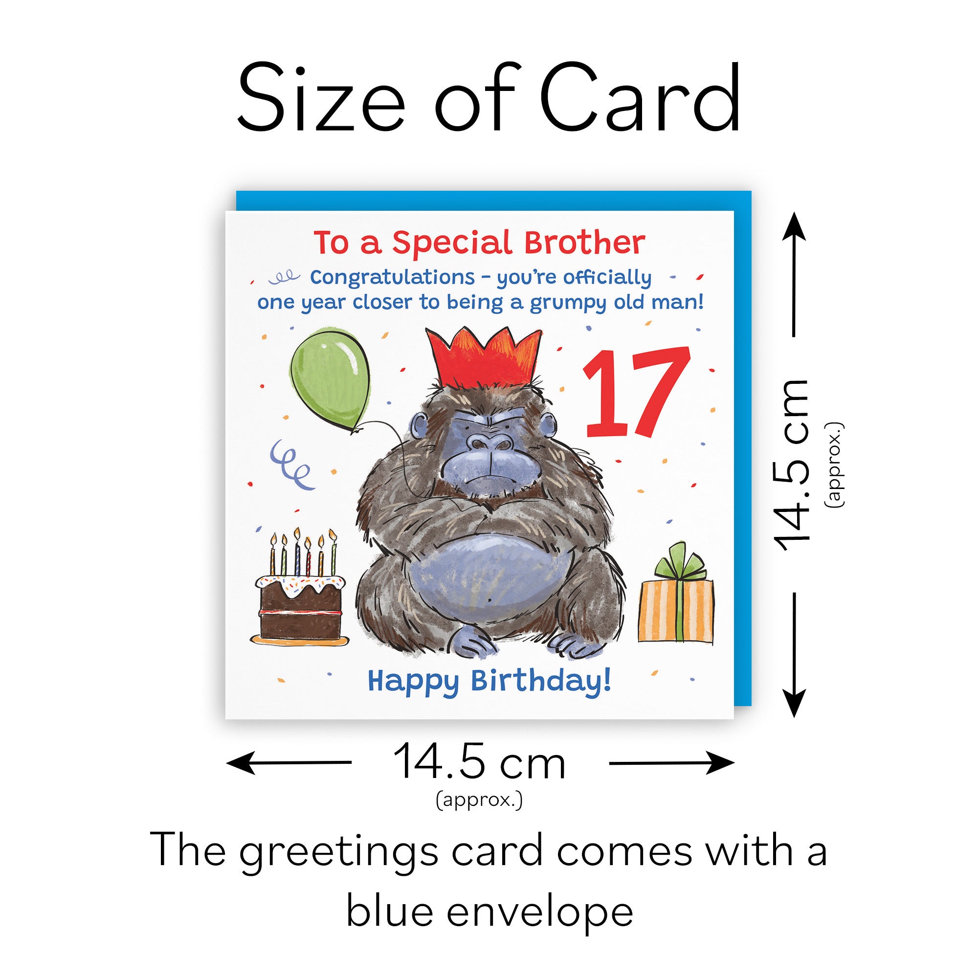 17th Brother Birthday Card Grumpy Gorilla Animal Party - Default Title (RM00511)