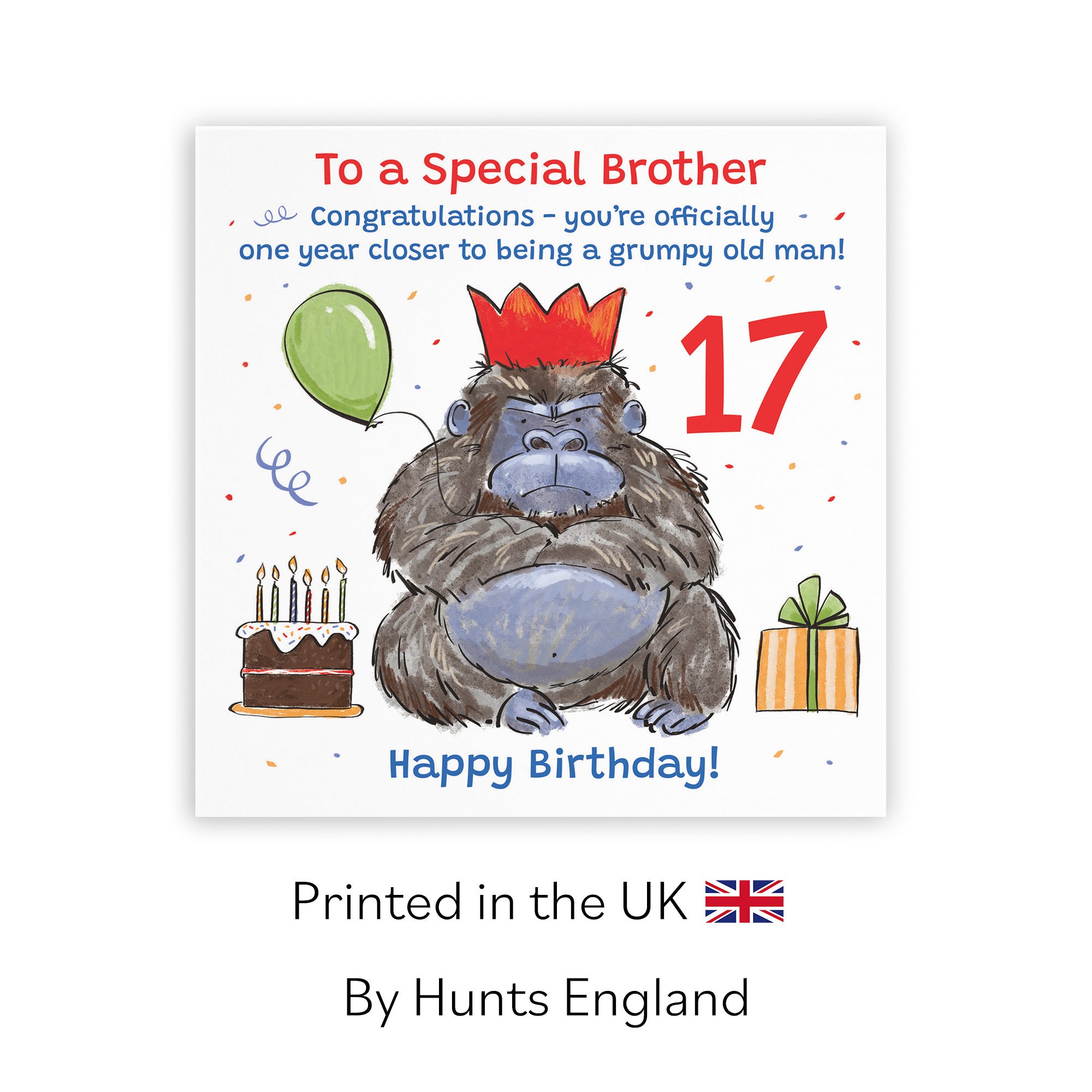 17th Brother Birthday Card Grumpy Gorilla Animal Party - Default Title (RM00511)
