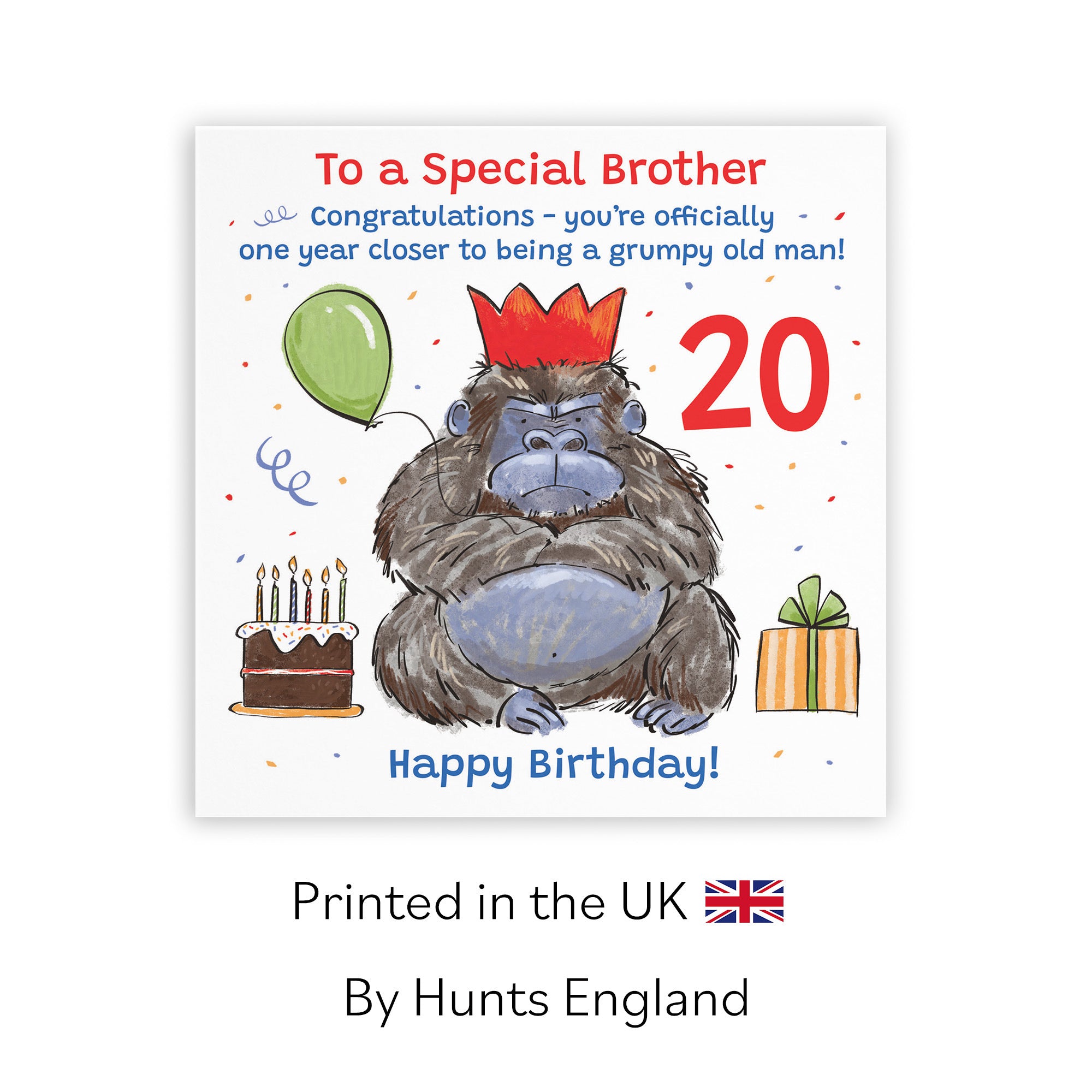 20th Brother Birthday Card Grumpy Gorilla Animal Party - Default Title (RM00514)