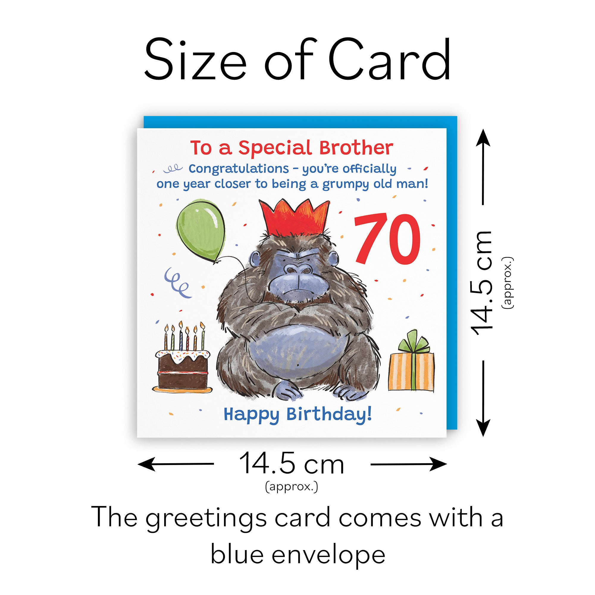 70th Brother Birthday Card Grumpy Gorilla Animal Party - Default Title (RM00520)