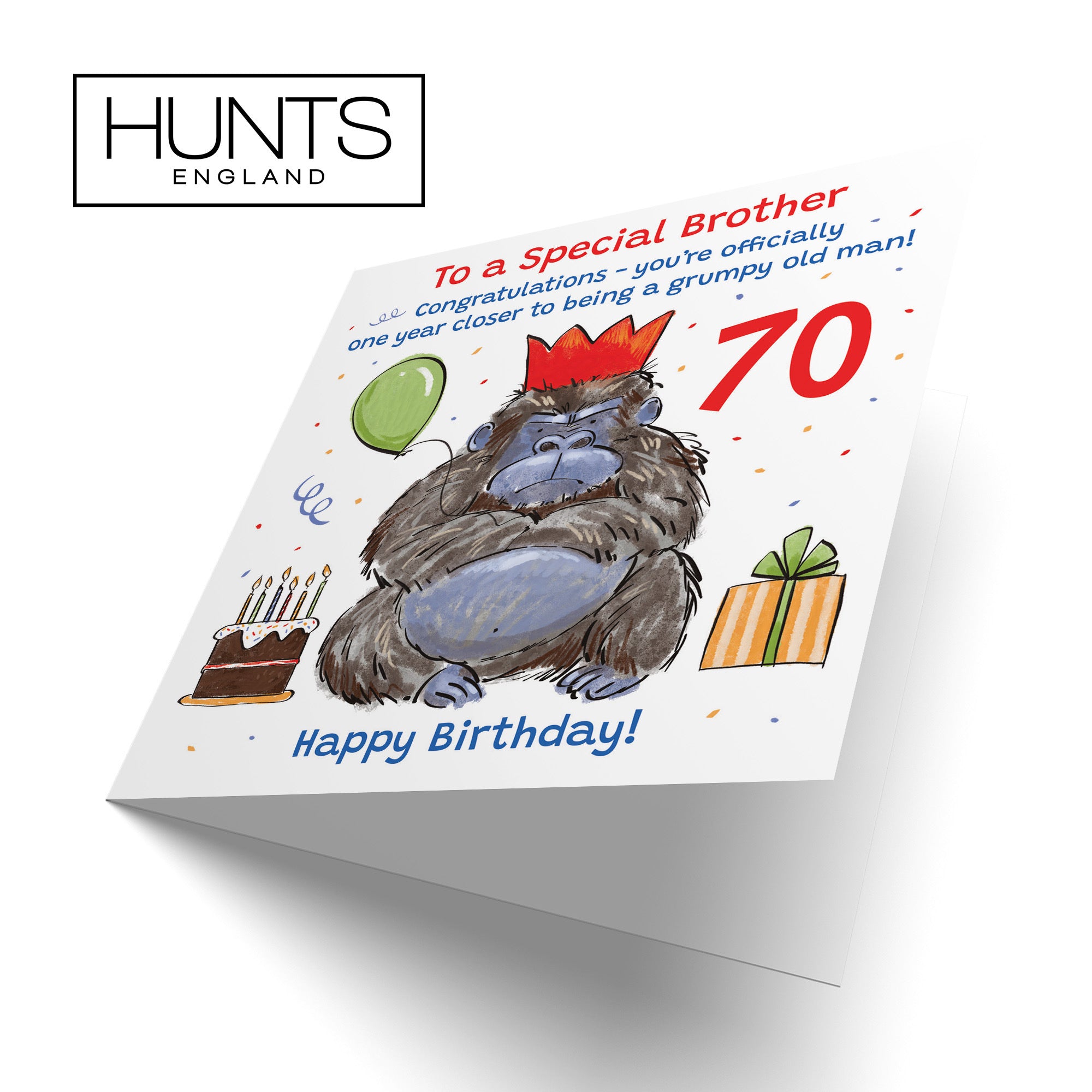 70th Brother Birthday Card Grumpy Gorilla Animal Party - Default Title (RM00520)