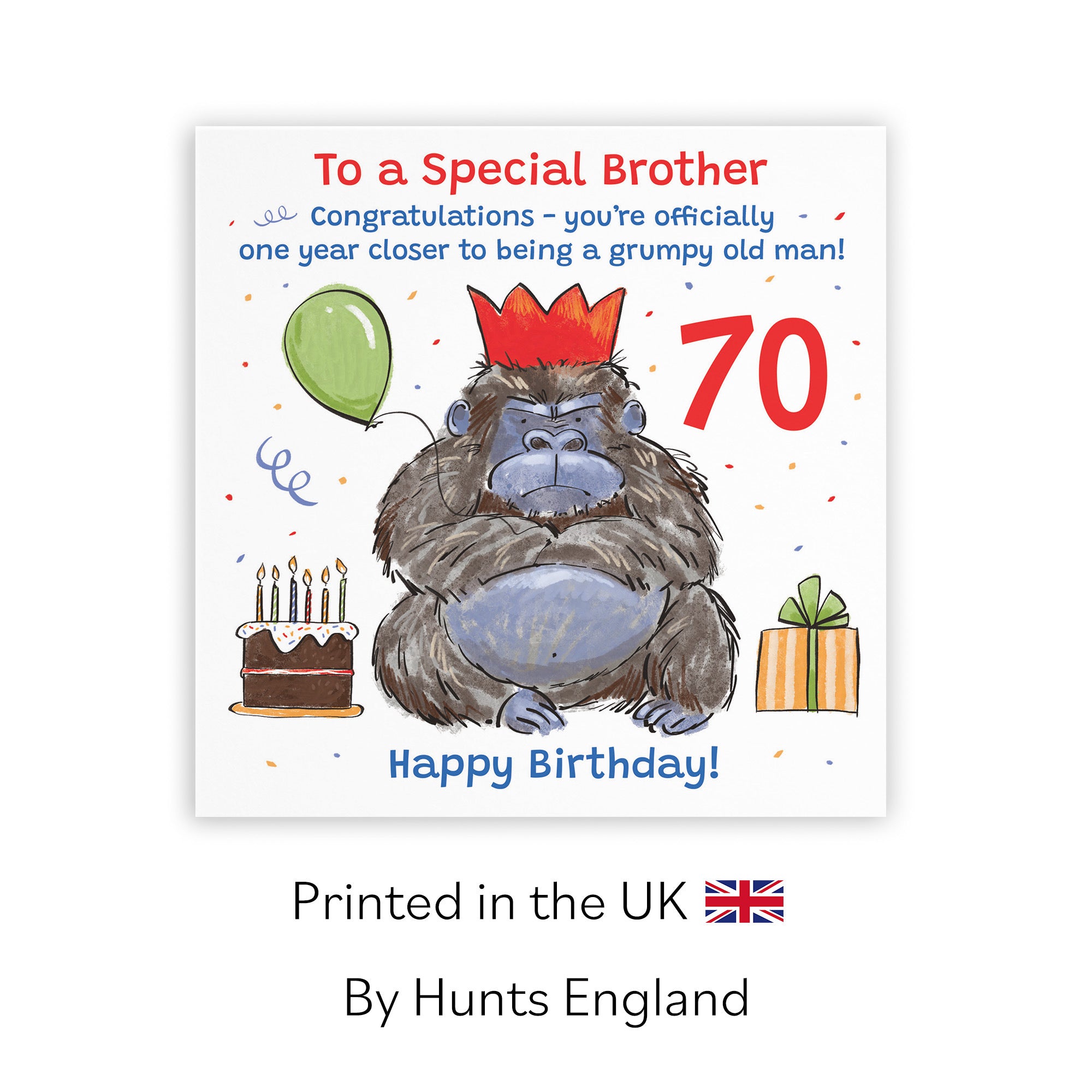 70th Brother Birthday Card Grumpy Gorilla Animal Party - Default Title (RM00520)