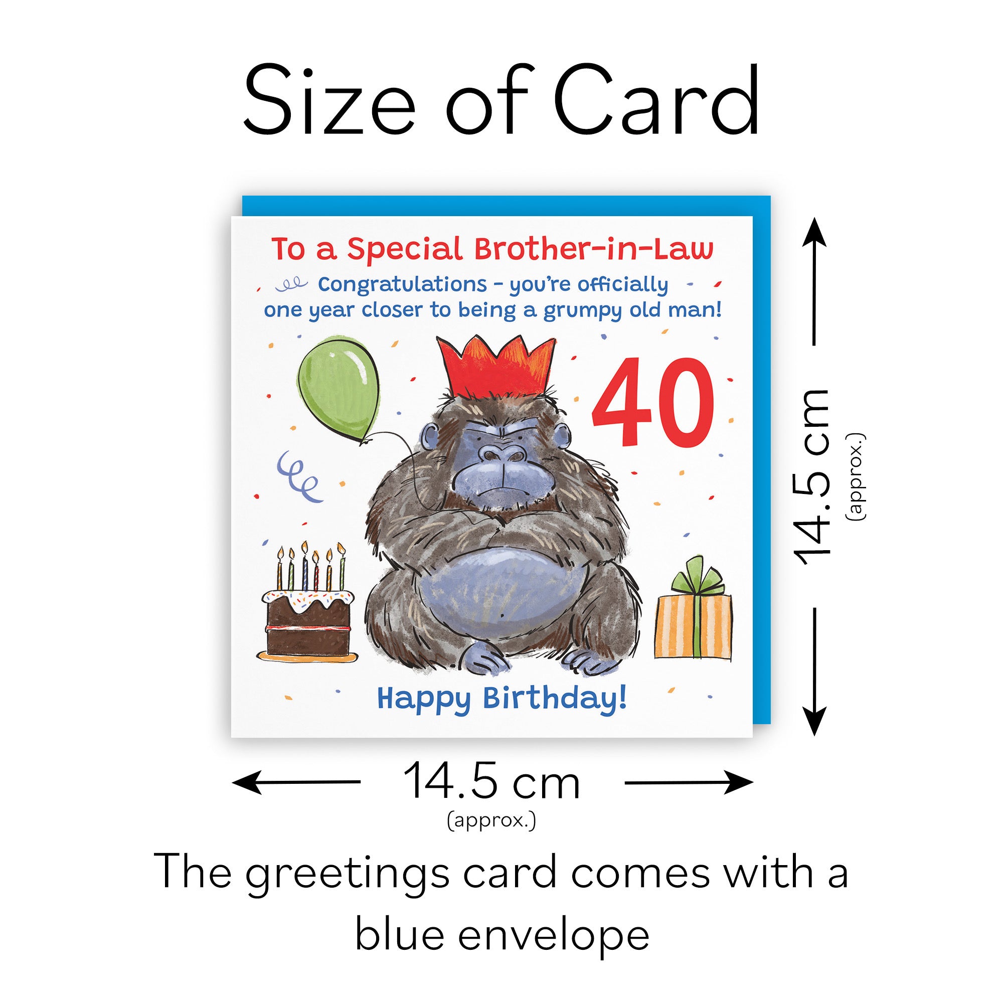 40th Brother-in-Law Birthday Card Grumpy Gorilla Animal Party - Default Title (RM00522)