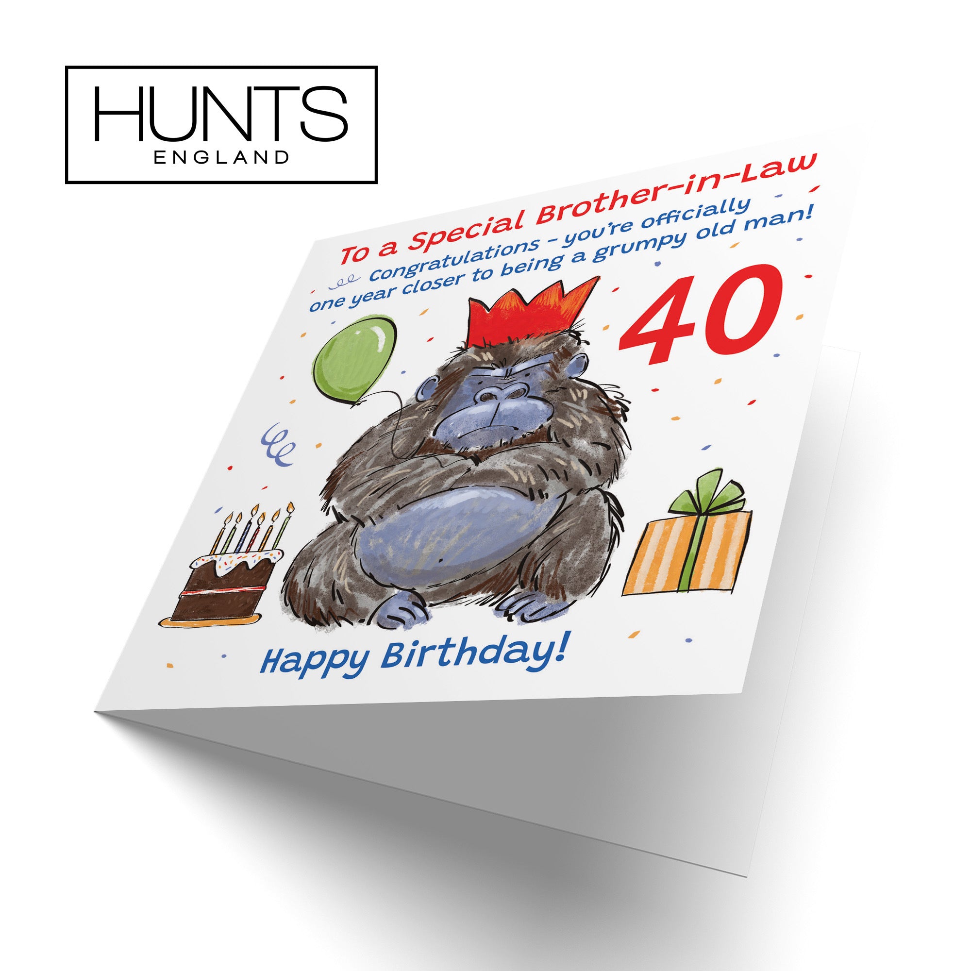 40th Brother-in-Law Birthday Card Grumpy Gorilla Animal Party - Default Title (RM00522)