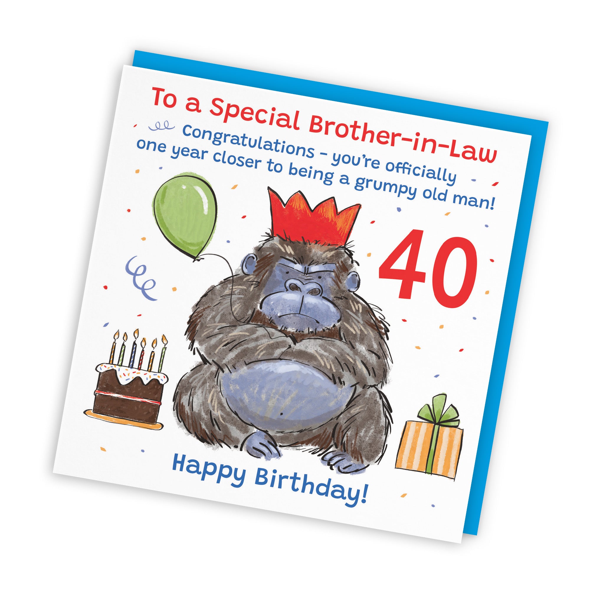 40th Brother-in-Law Birthday Card Grumpy Gorilla Animal Party - Default Title (RM00522)