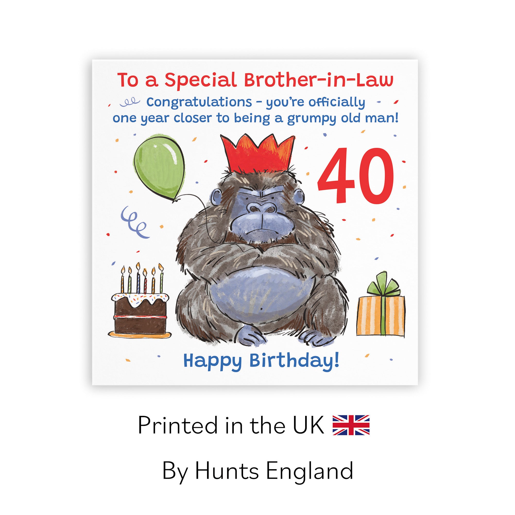40th Brother-in-Law Birthday Card Grumpy Gorilla Animal Party - Default Title (RM00522)