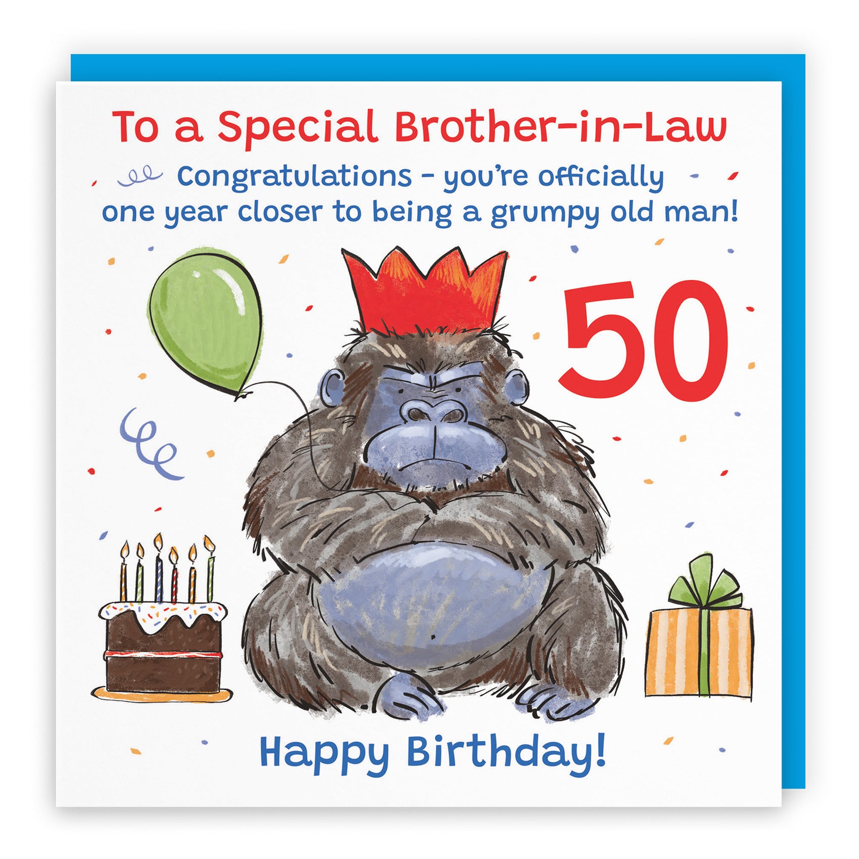 50th Brother-in-Law Birthday Card Grumpy Gorilla Animal Party - Default Title (RM00523)