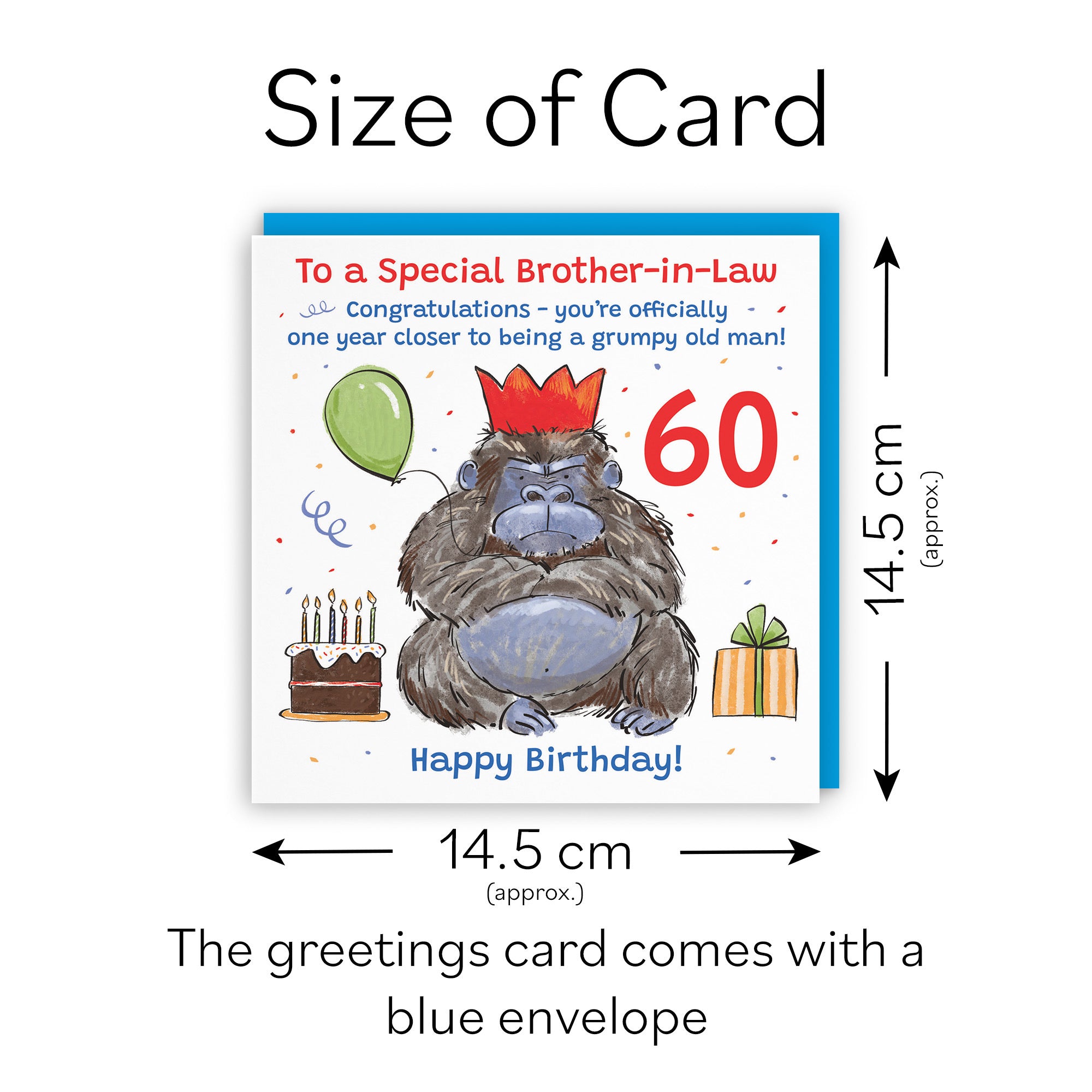 60th Brother-in-Law Birthday Card Grumpy Gorilla Animal Party - Default Title (RM00524)